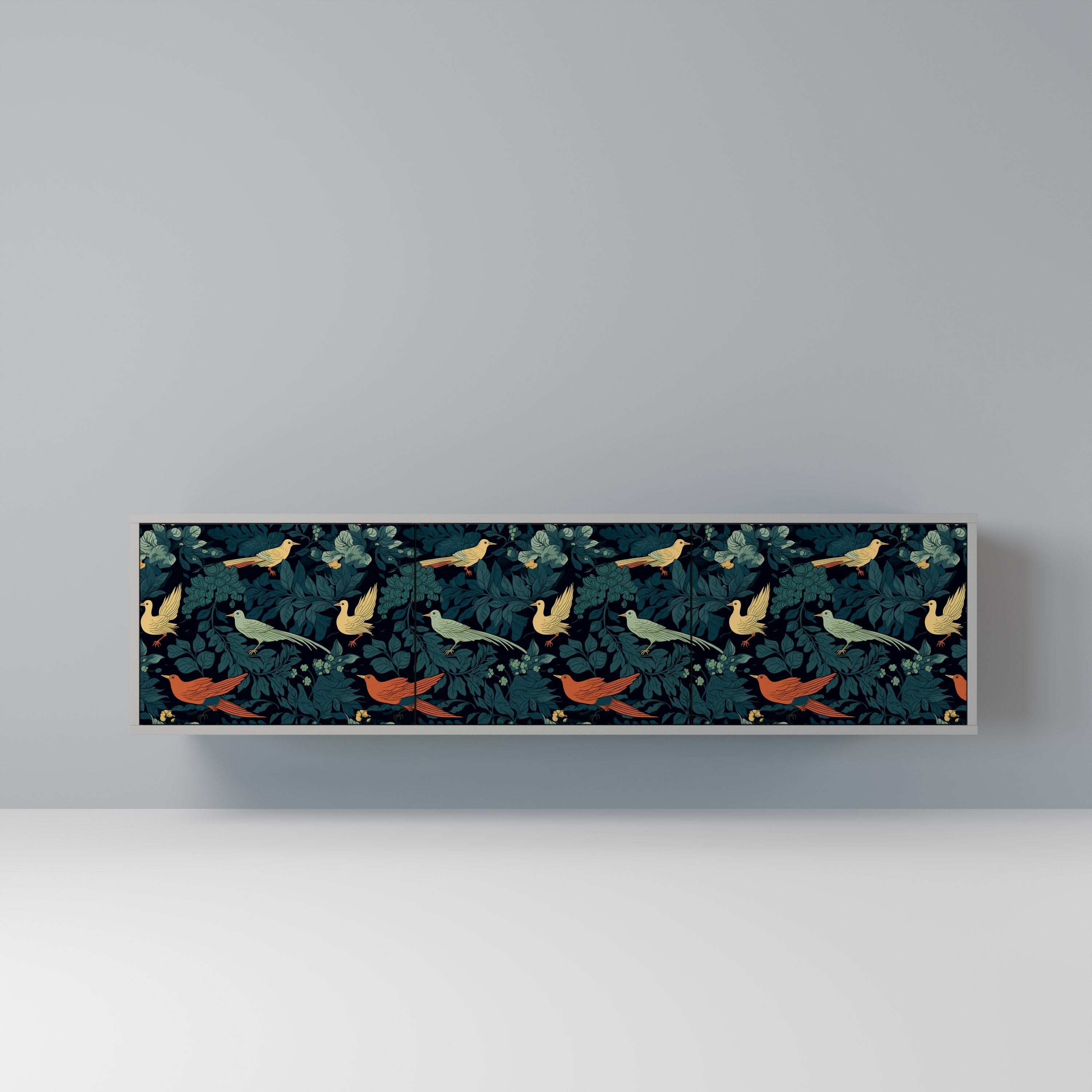 FOWL ORNAMENT 3-Door TV Stand in Grey Finish