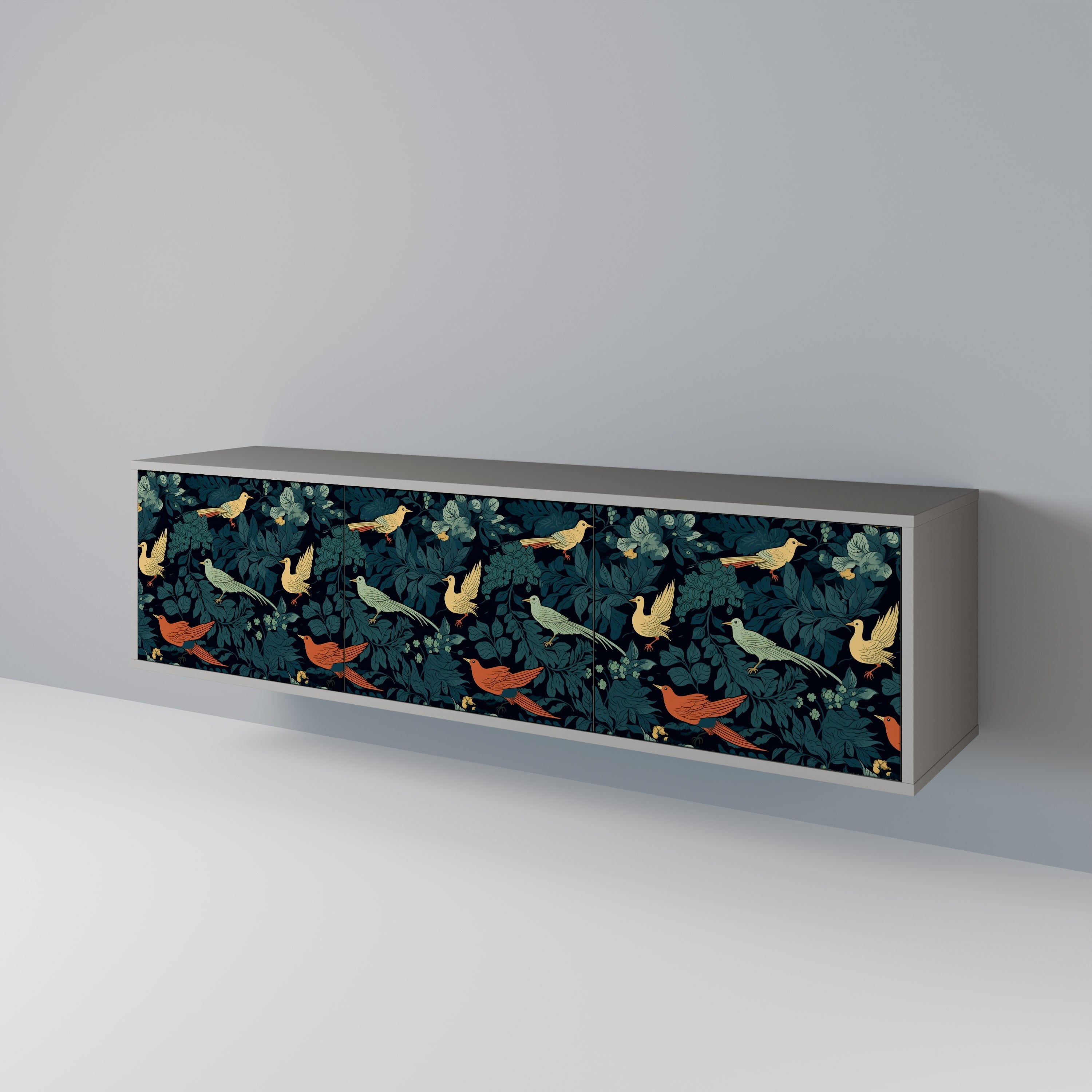 FOWL ORNAMENT 3-Door TV Stand in Grey Finish