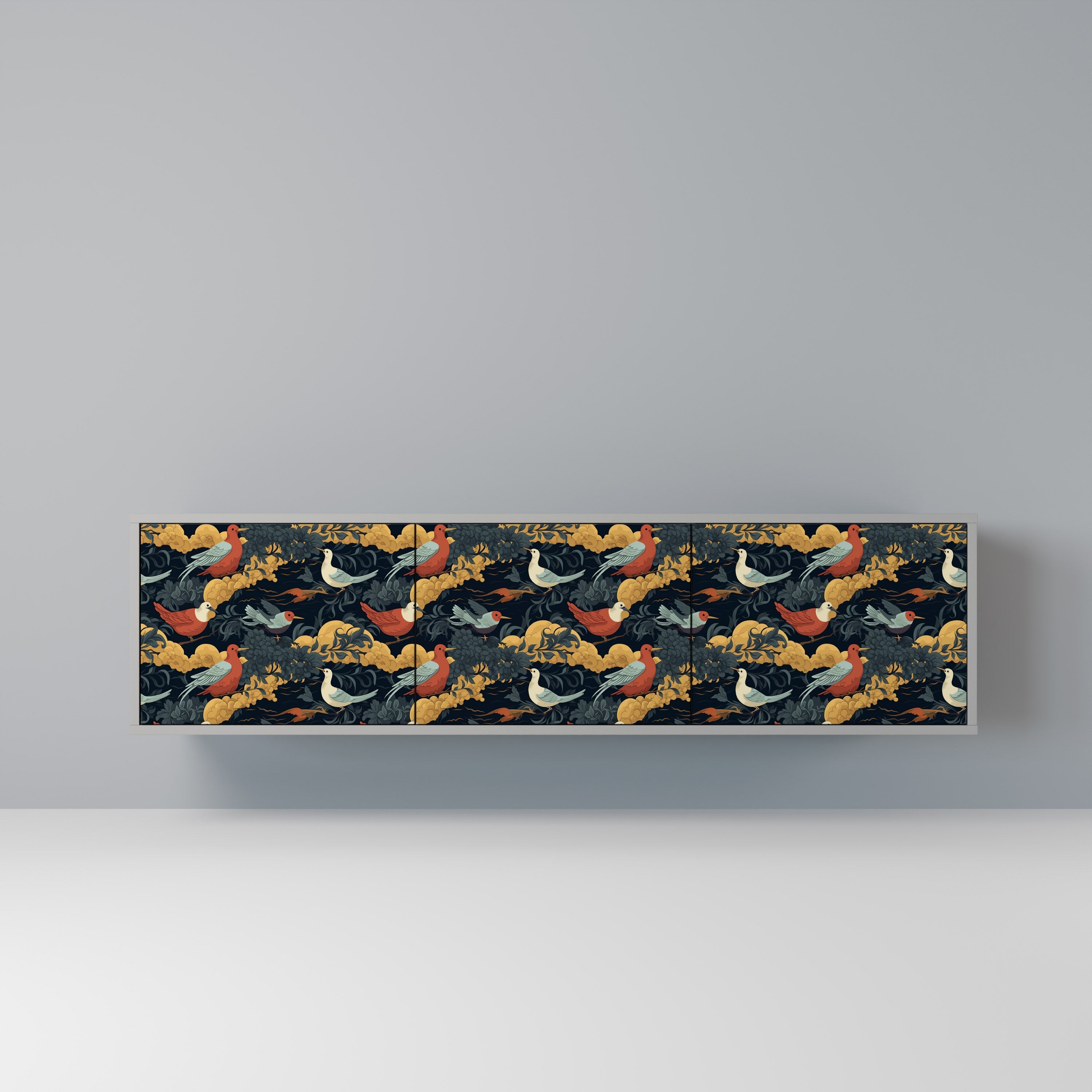 FOWLY DAZE 3-Door TV Stand in Grey Finish