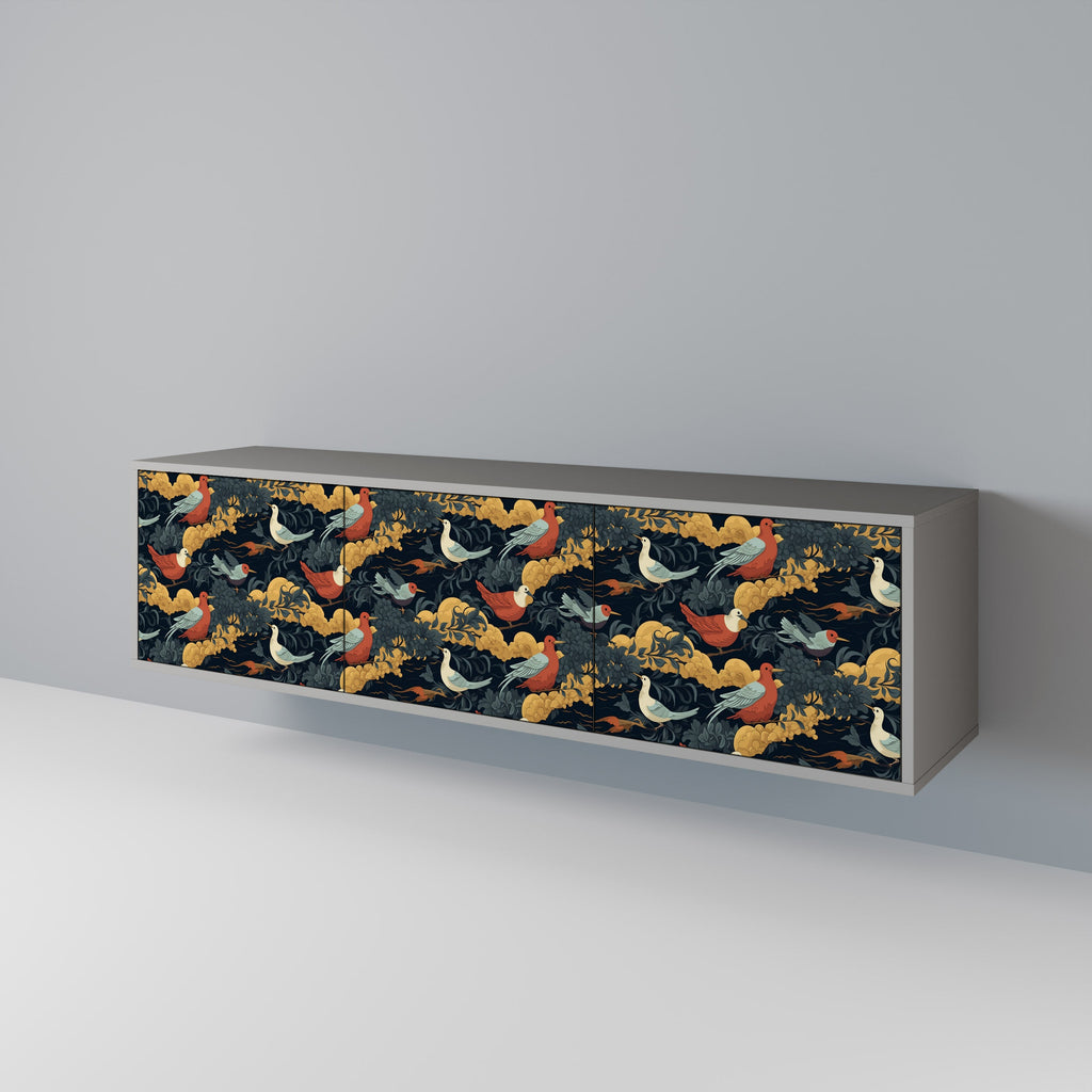 FOWLY DAZE 3-Door TV Stand in Grey Finish