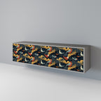 FOWLY DAZE 3-Door TV Stand in Grey Finish