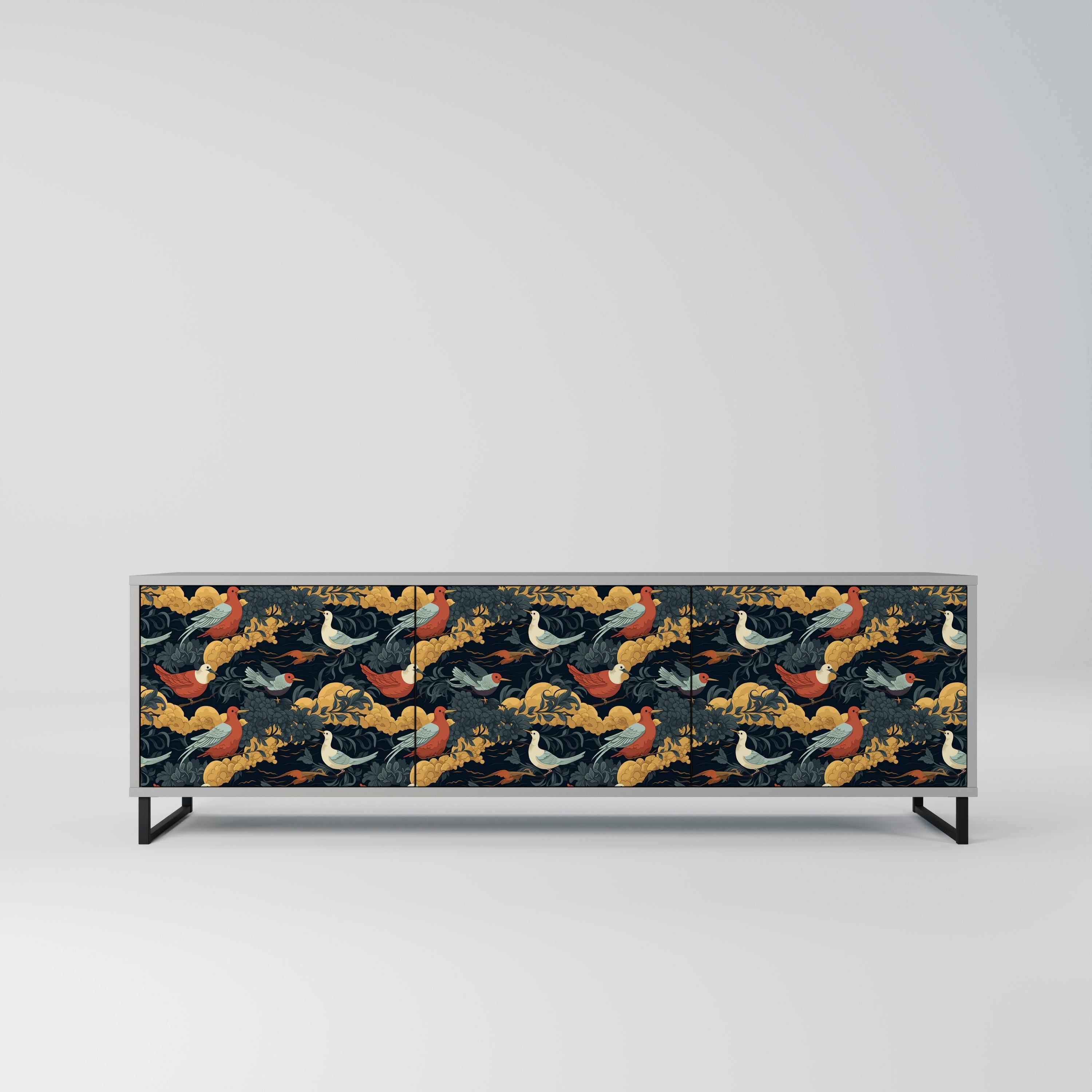 FOWLY DAZE 3-Door TV Stand in Grey Finish