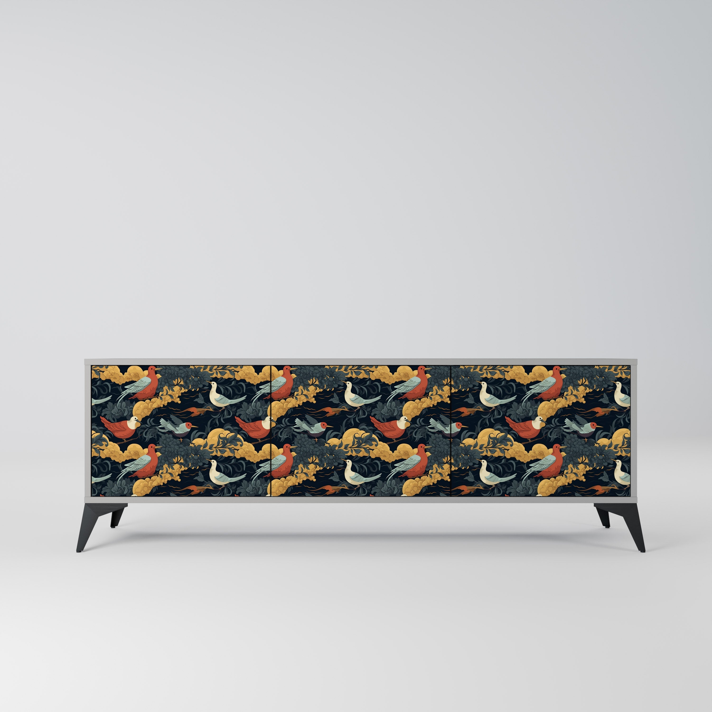 FOWLY DAZE 3-Door TV Stand in Grey Finish