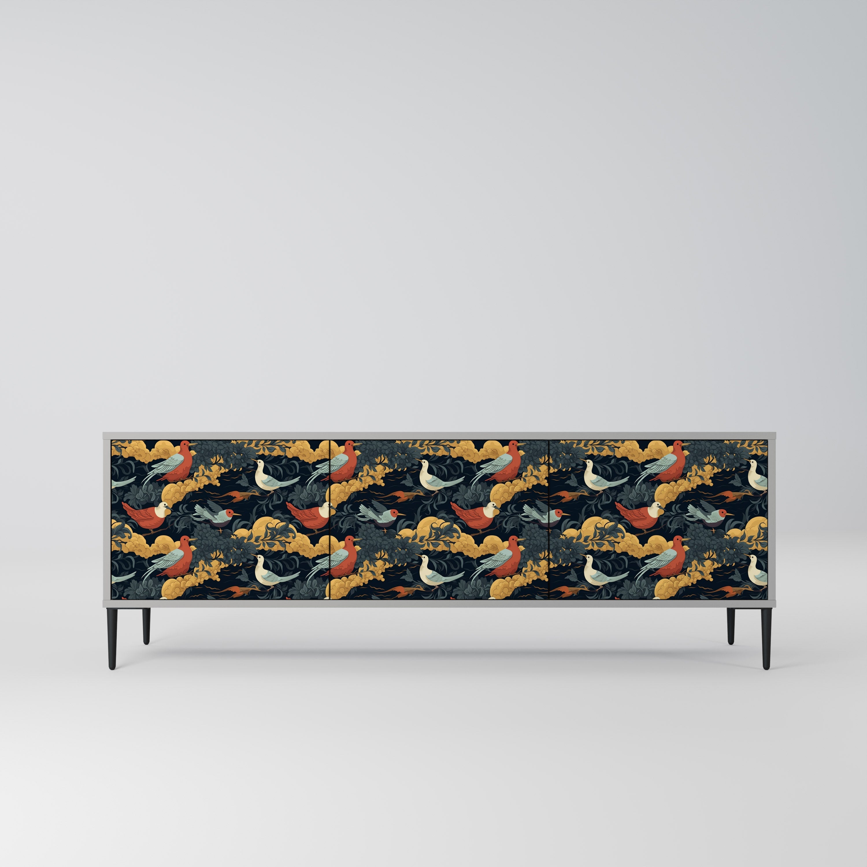 FOWLY DAZE 3-Door TV Stand in Grey Finish