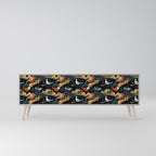 FOWLY DAZE 3-Door TV Stand in Grey Finish