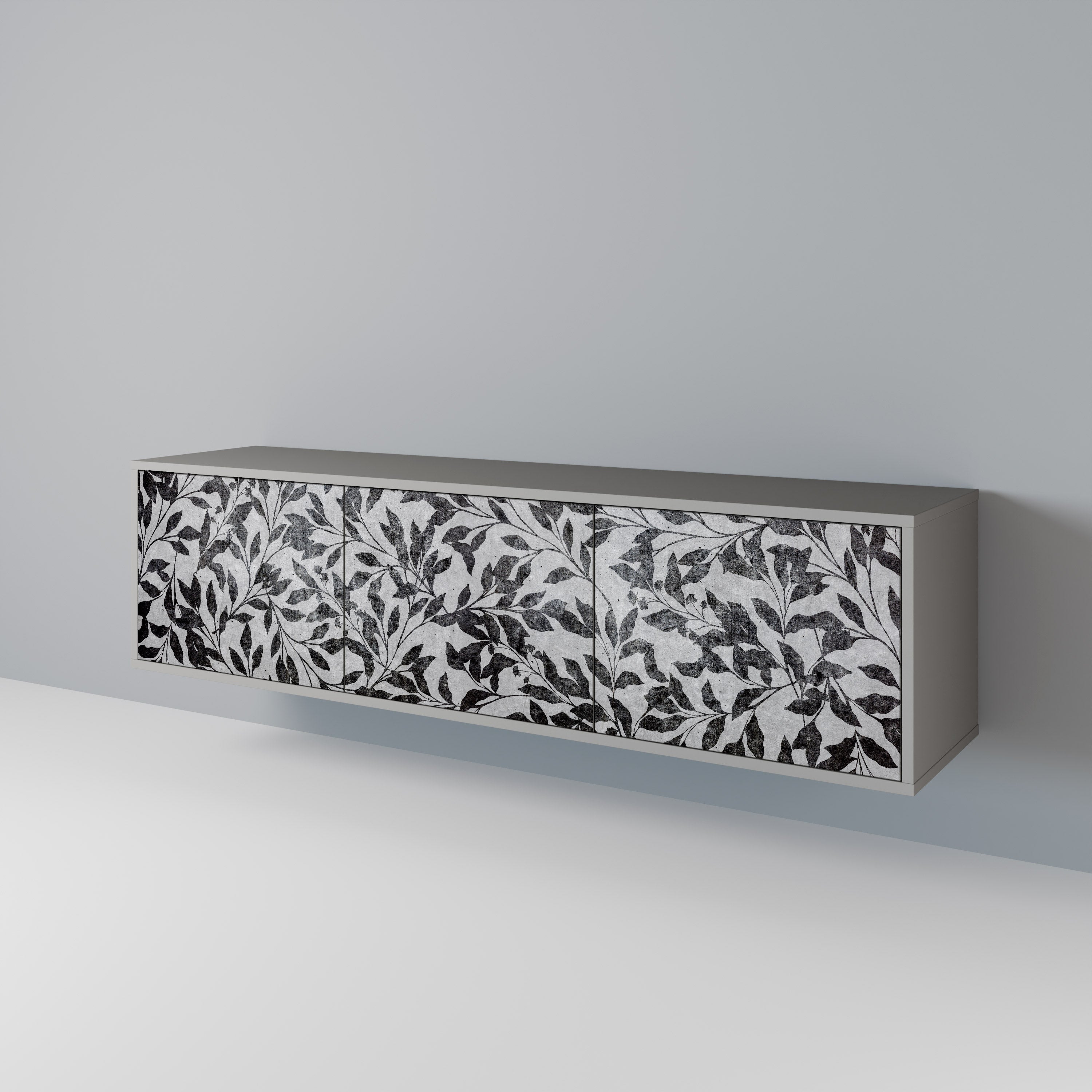 CHARCOAL SPROUT 3-Door TV Stand in Grey Finish