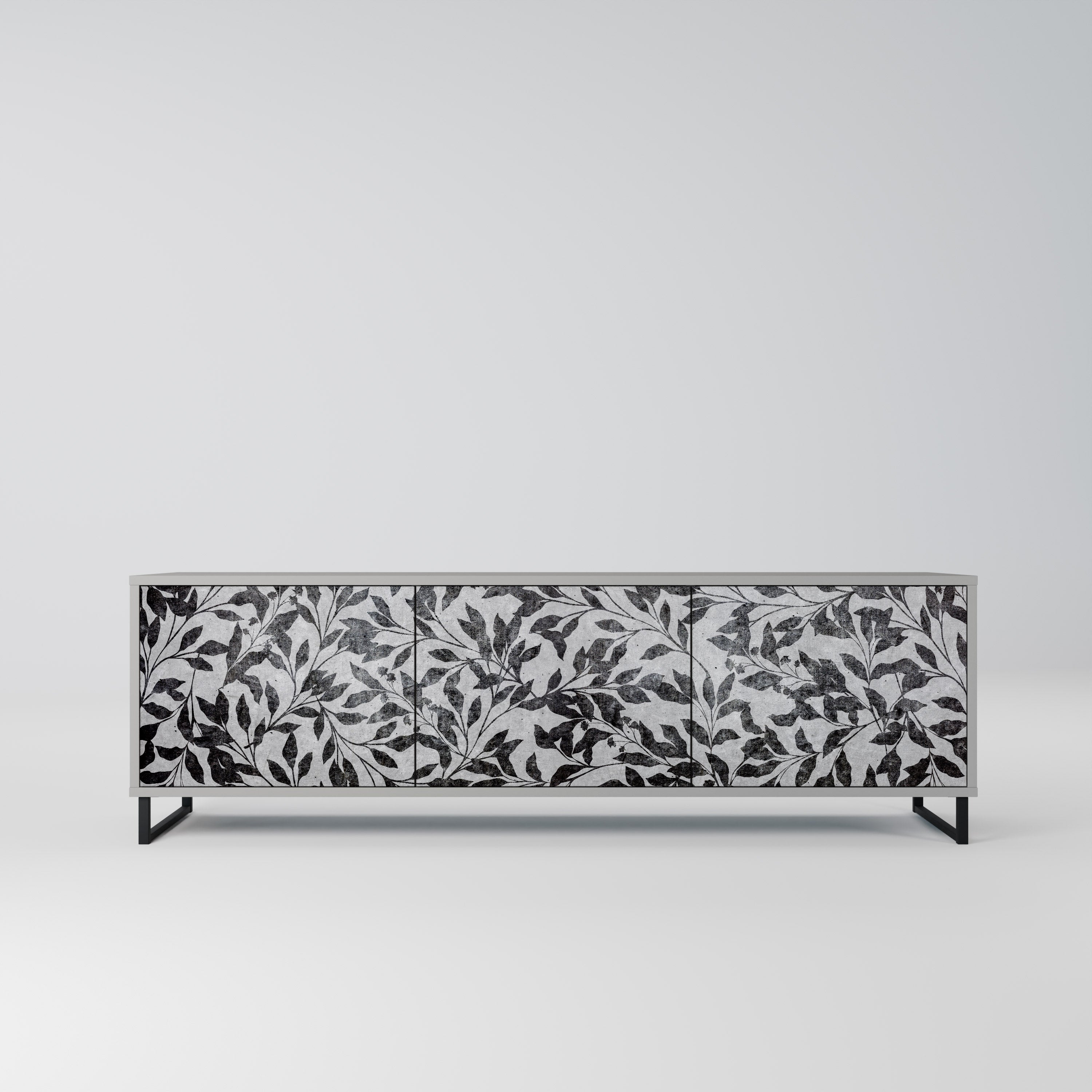 CHARCOAL SPROUT 3-Door TV Stand in Grey Finish