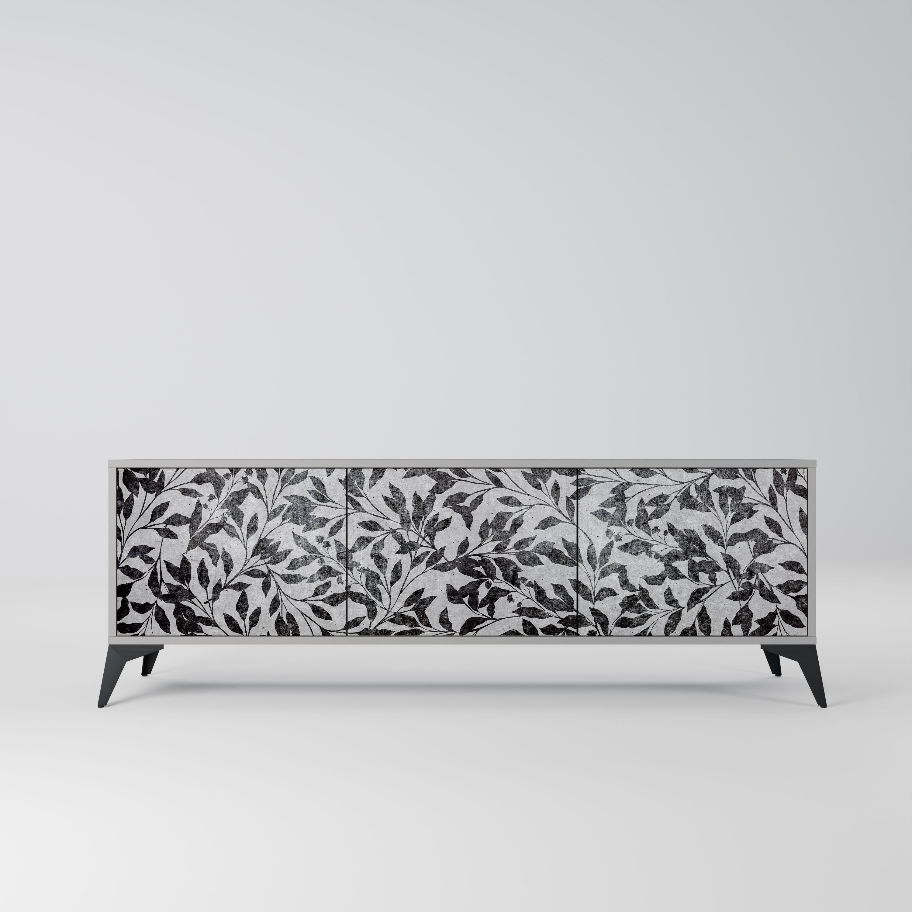 CHARCOAL SPROUT 3-Door TV Stand in Grey Finish