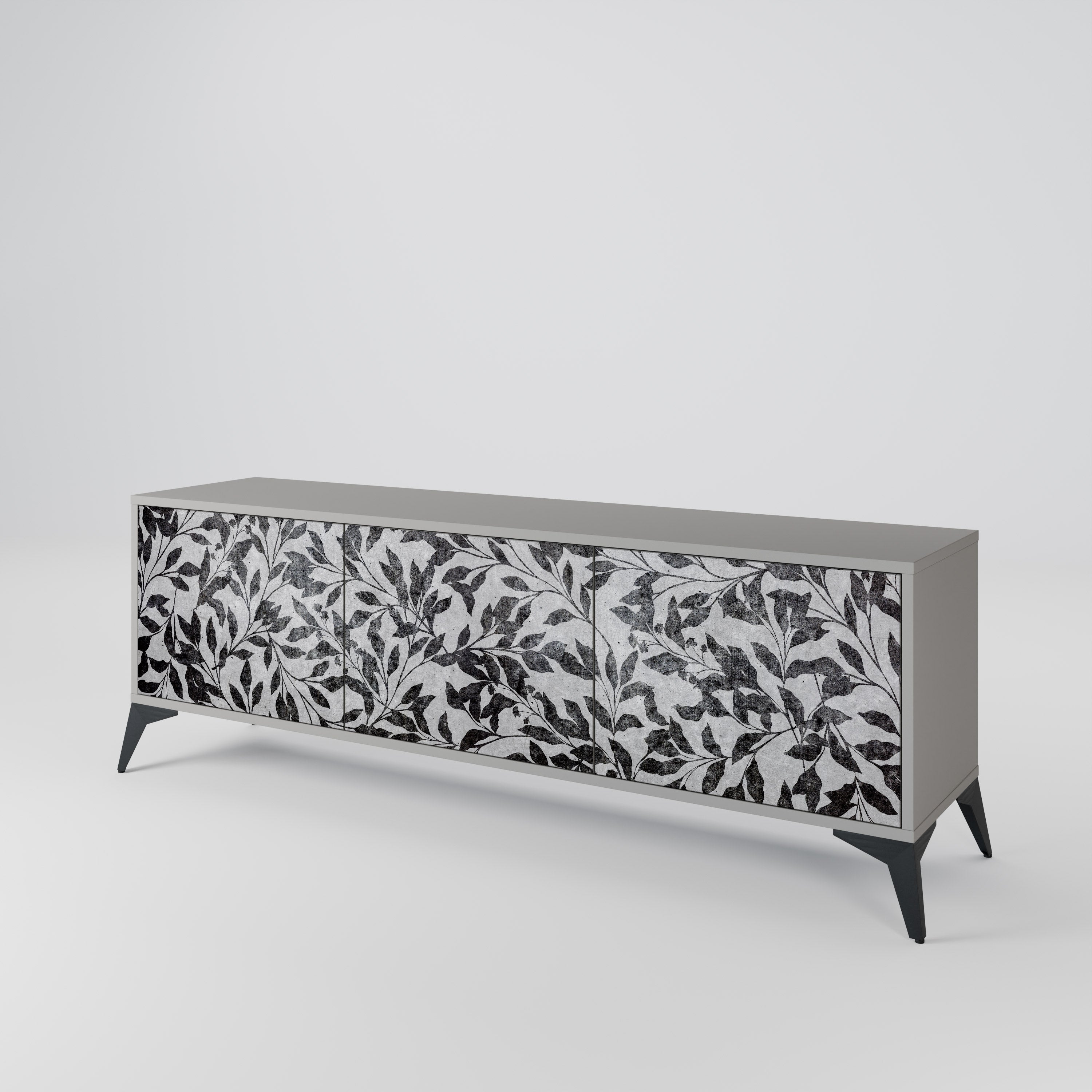 CHARCOAL SPROUT 3-Door TV Stand in Grey Finish