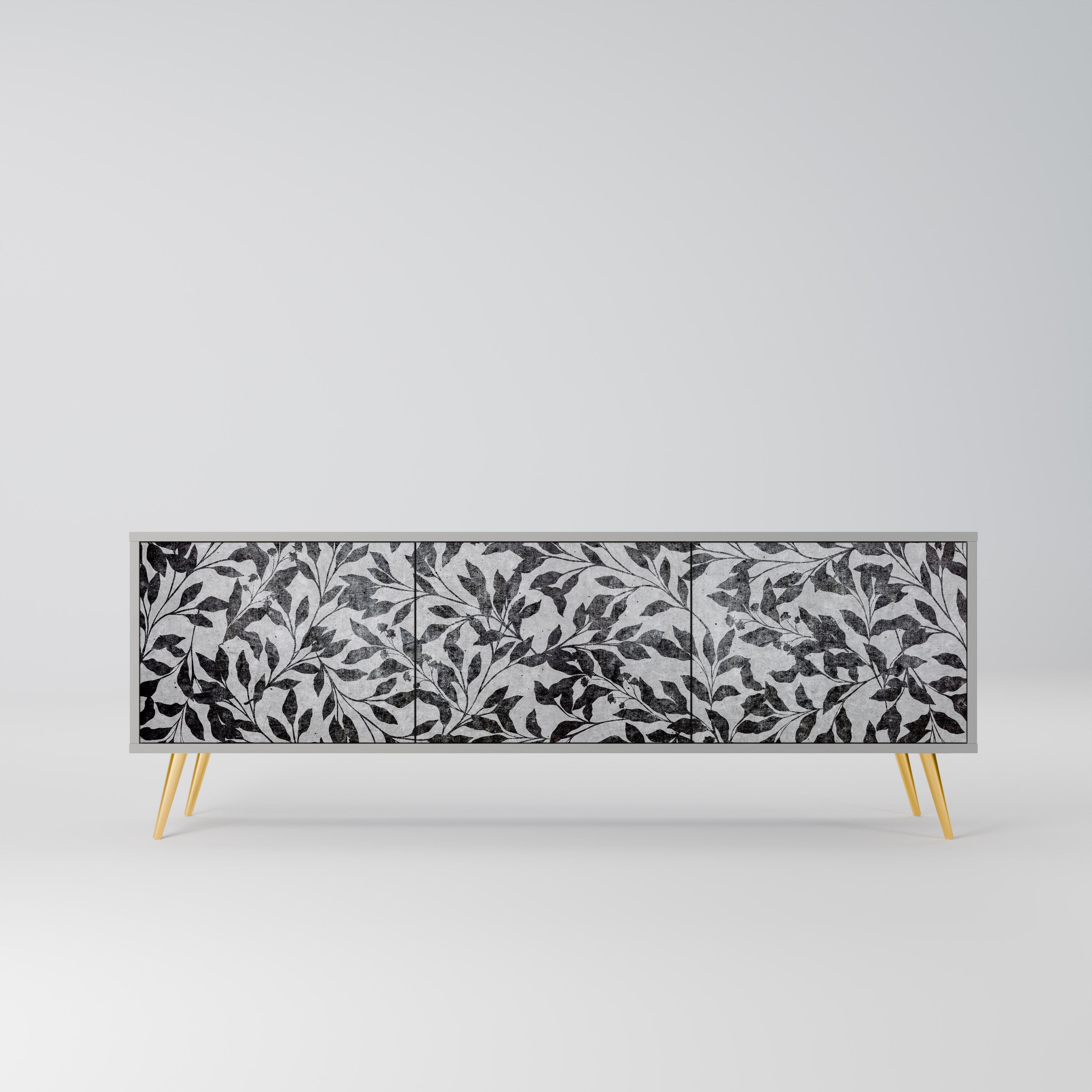 CHARCOAL SPROUT 3-Door TV Stand in Grey Finish