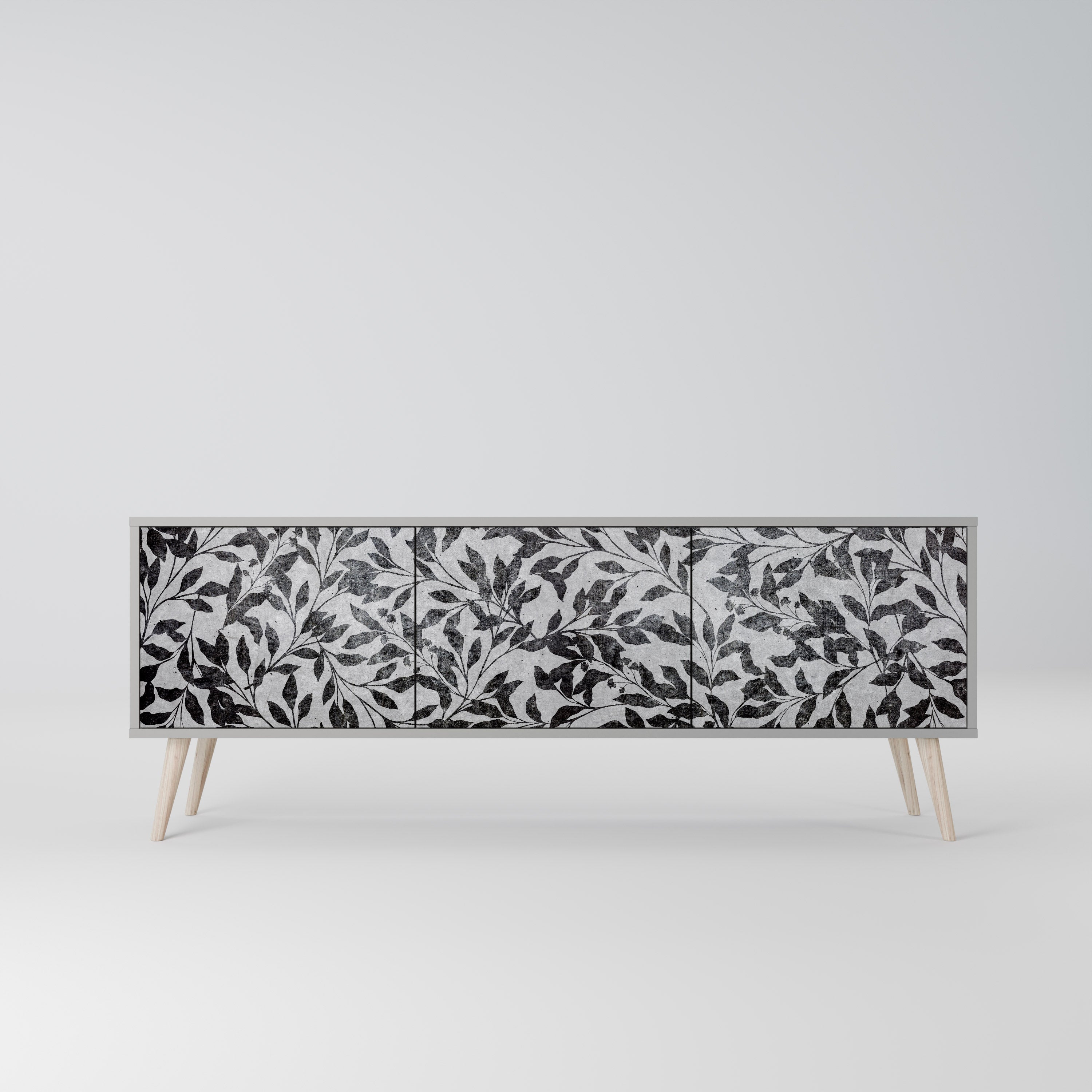 CHARCOAL SPROUT 3-Door TV Stand in Grey Finish