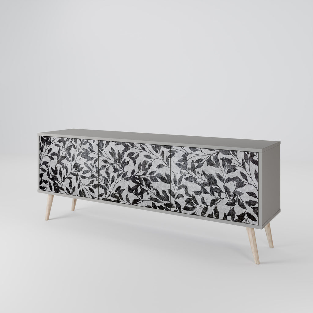 CHARCOAL SPROUT 3-Door TV Stand in Grey Finish