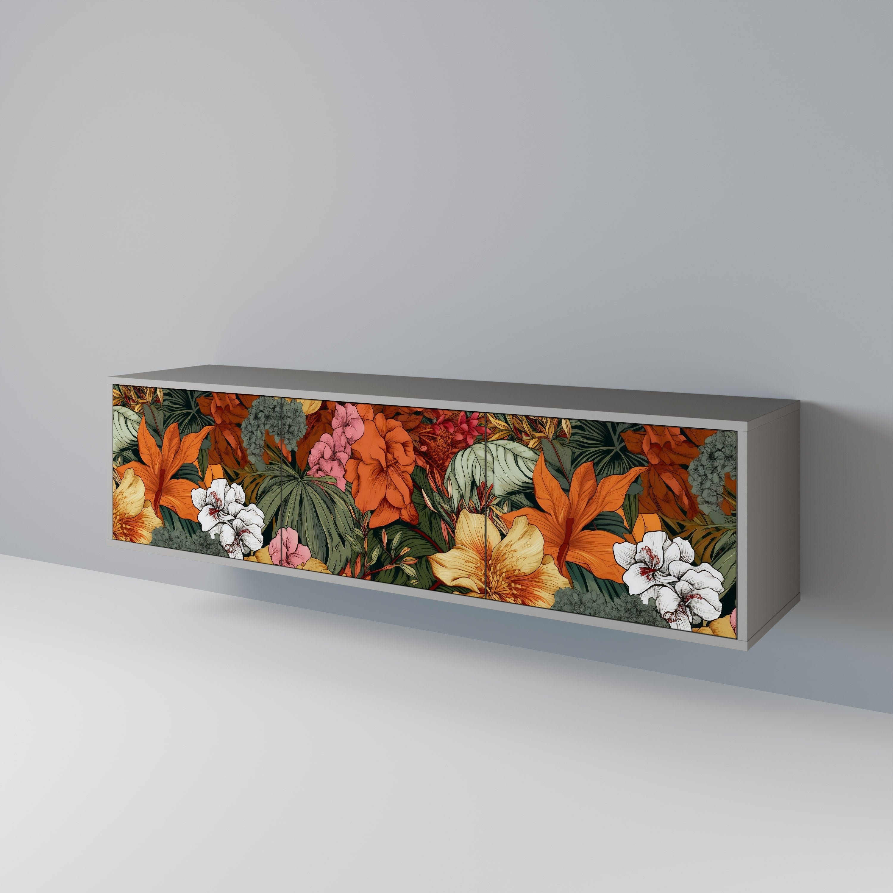 RADIANT FLORA TV-Lowboard mit 3 Türen in Grau