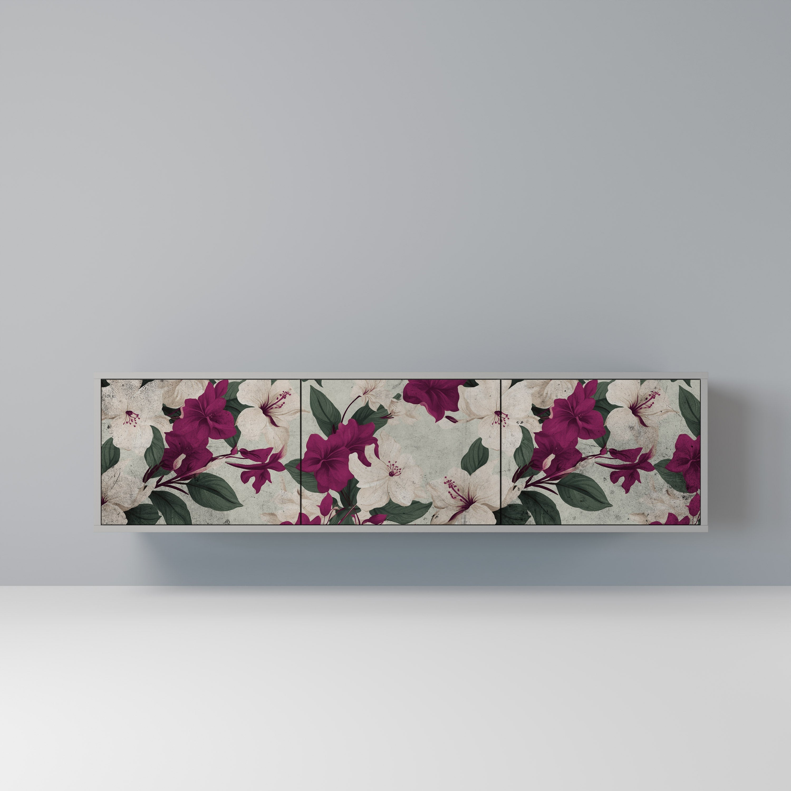 FLOWERET DREAM 3-Door TV Stand in Grey Finish