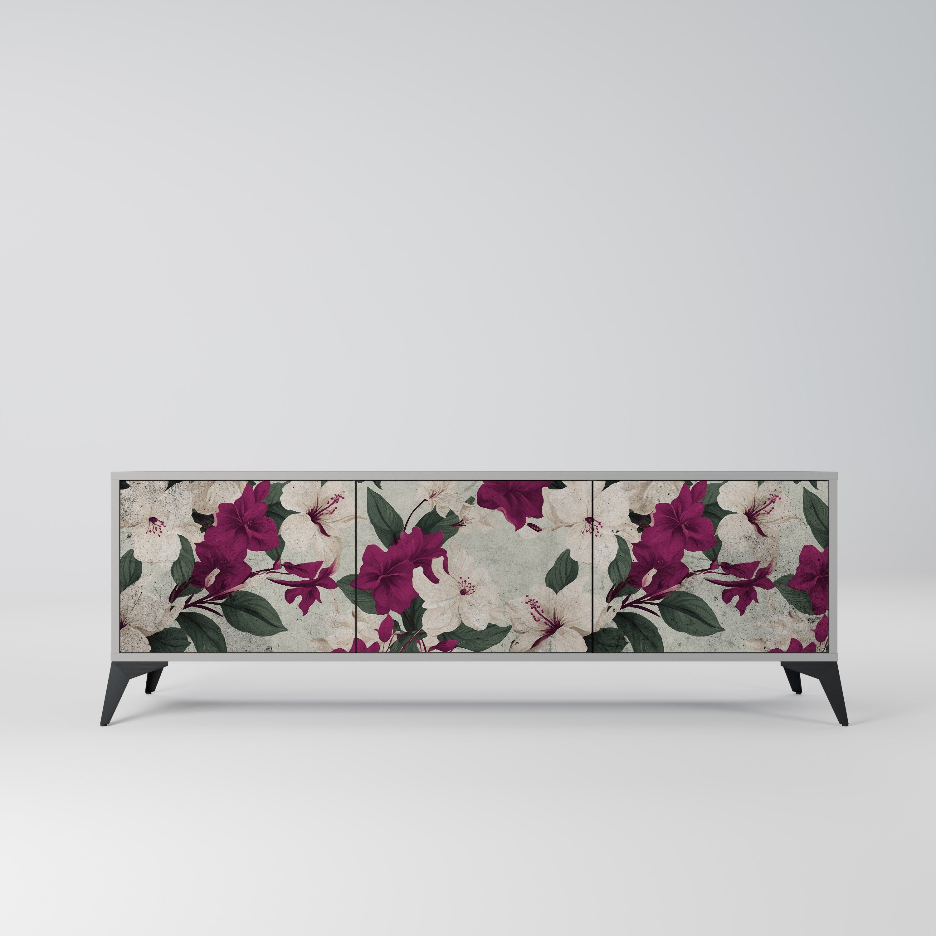 FLOWERET DREAM 3-Door TV Stand in Grey Finish