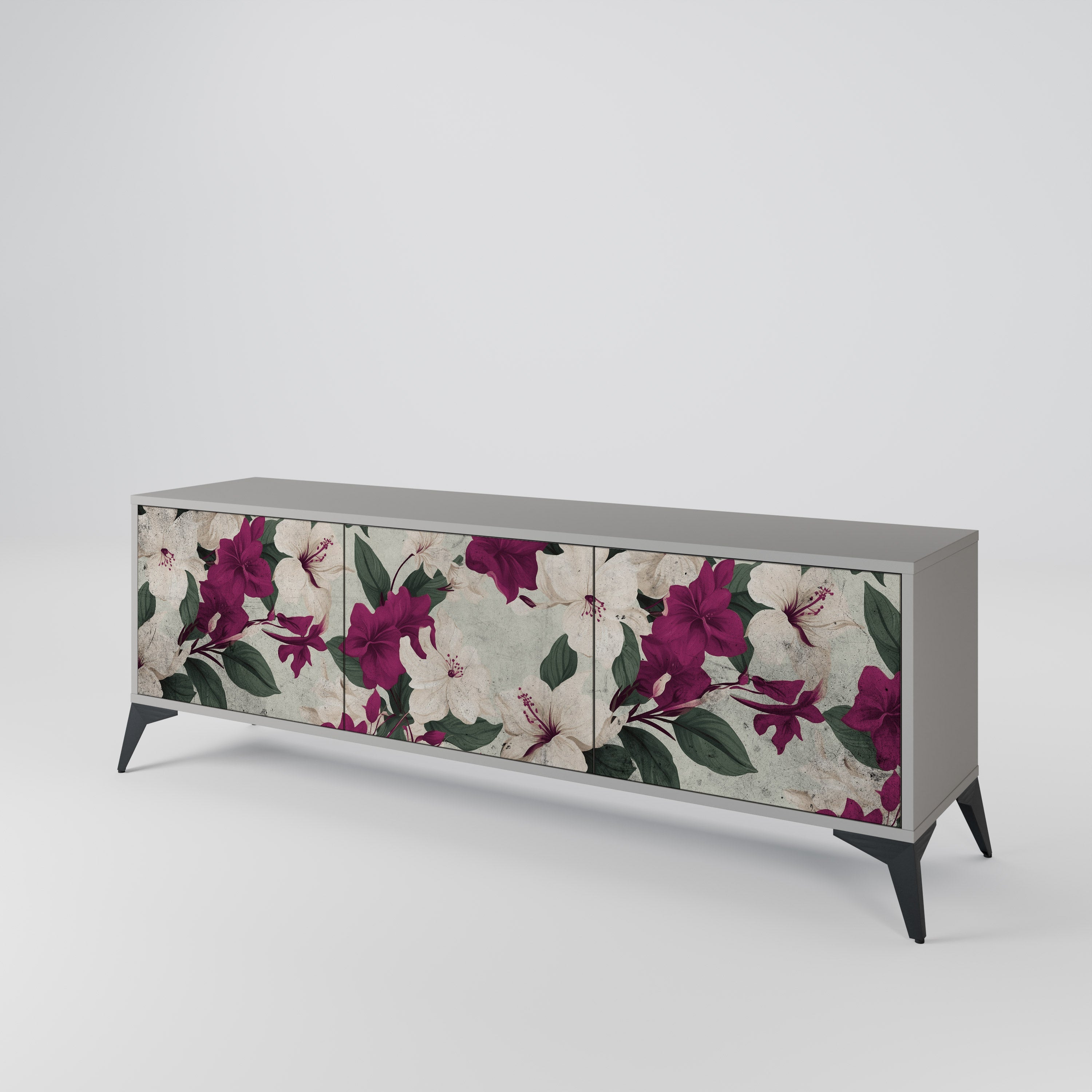 FLOWERET DREAM 3-Door TV Stand in Grey Finish