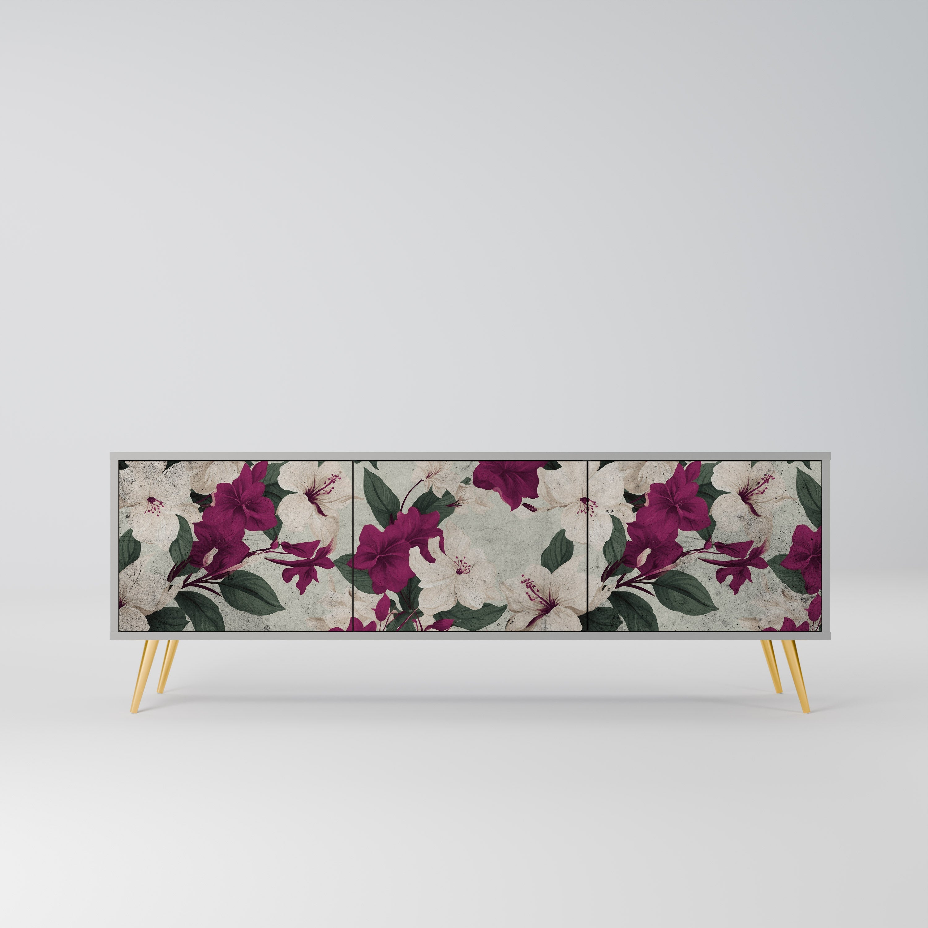 FLOWERET DREAM 3-Door TV Stand in Grey Finish