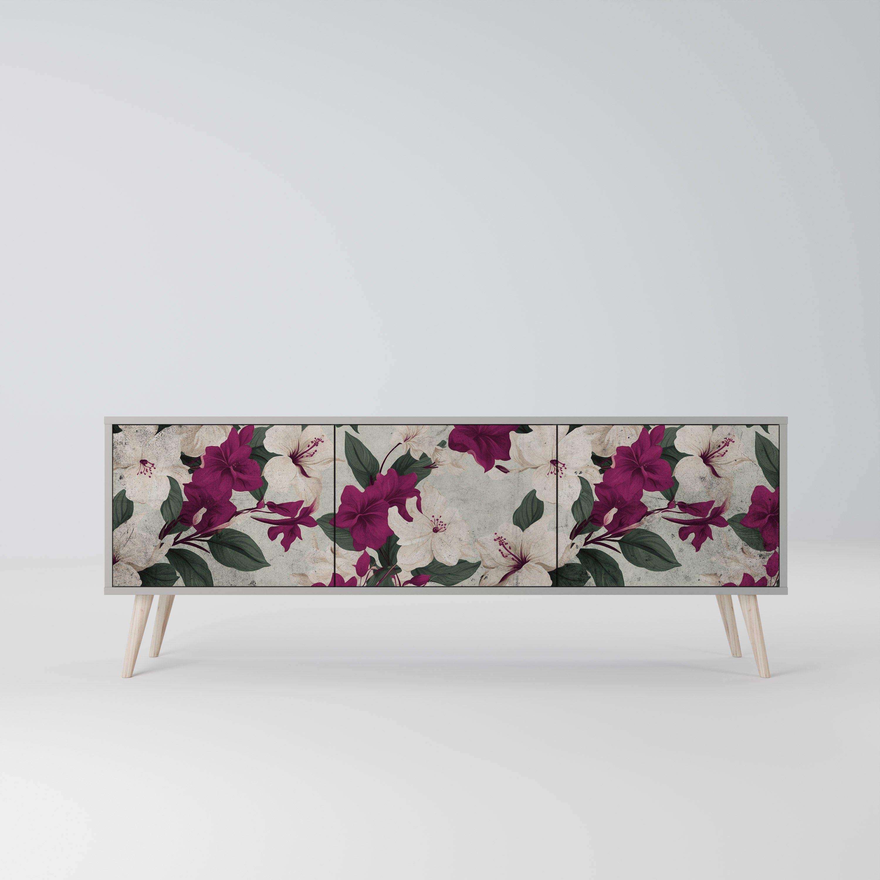 FLOWERET DREAM 3-Door TV Stand in Grey Finish