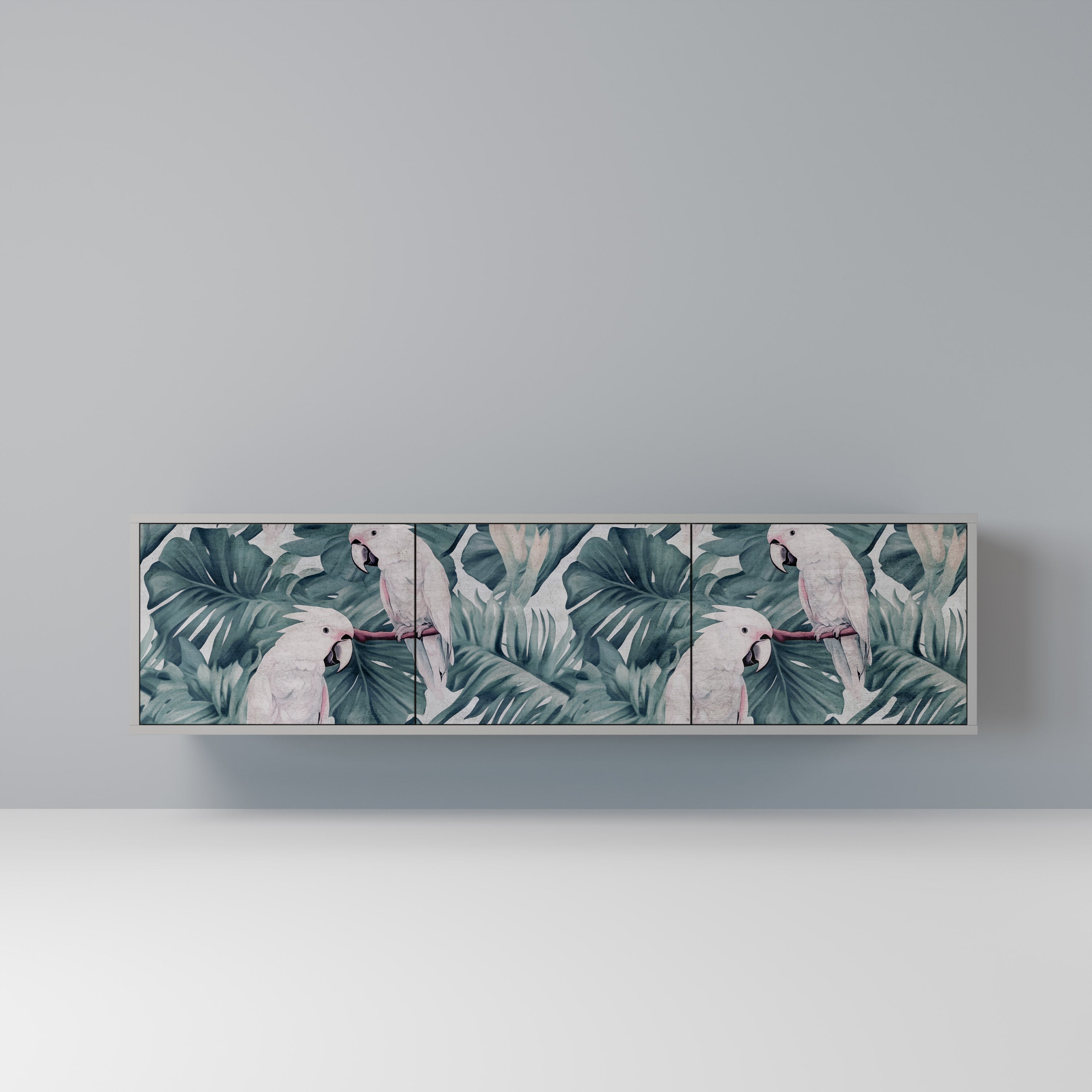 POPINJAY LOOK 3-Door TV Stand in Grey Finish