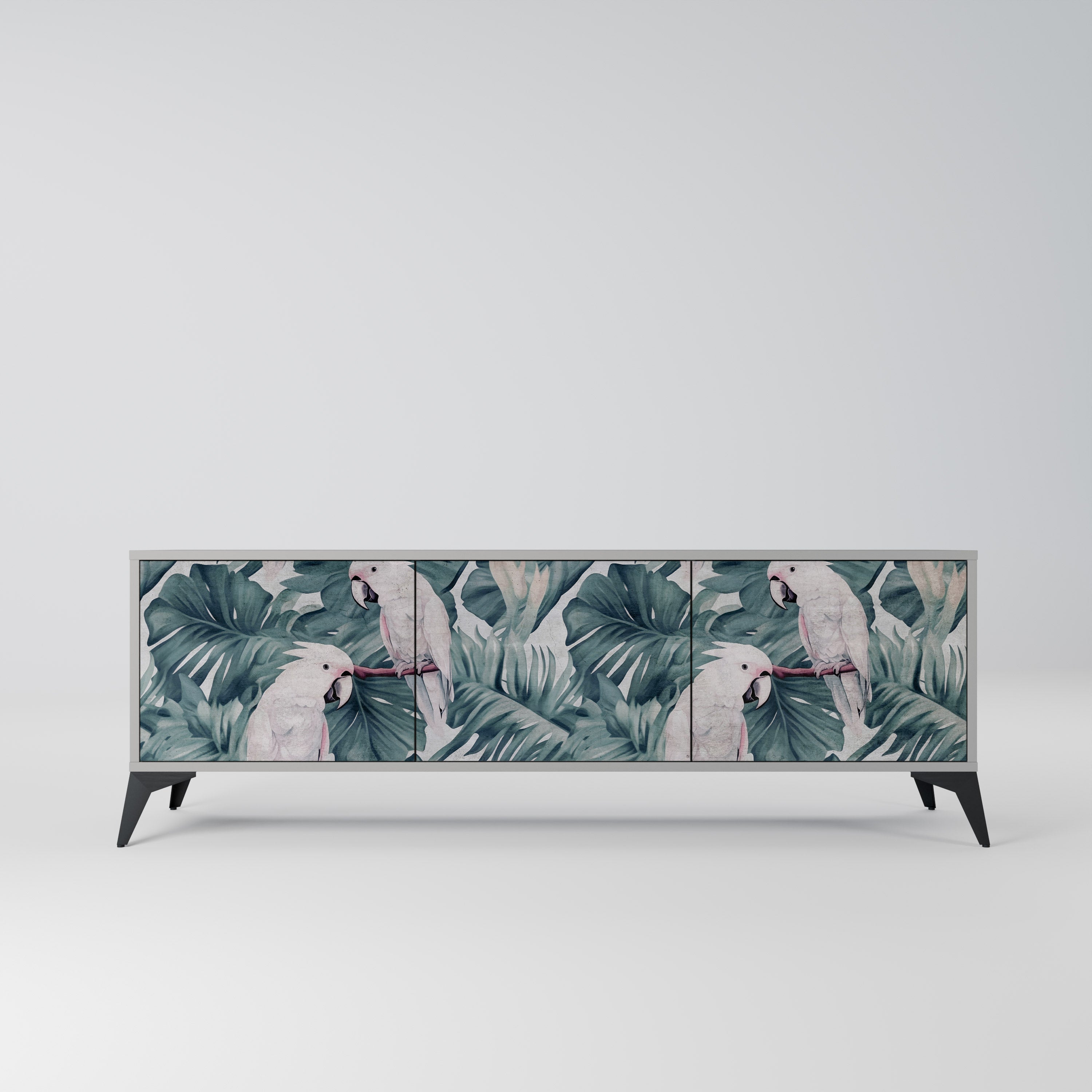 POPINJAY LOOK 3-Door TV Stand in Grey Finish