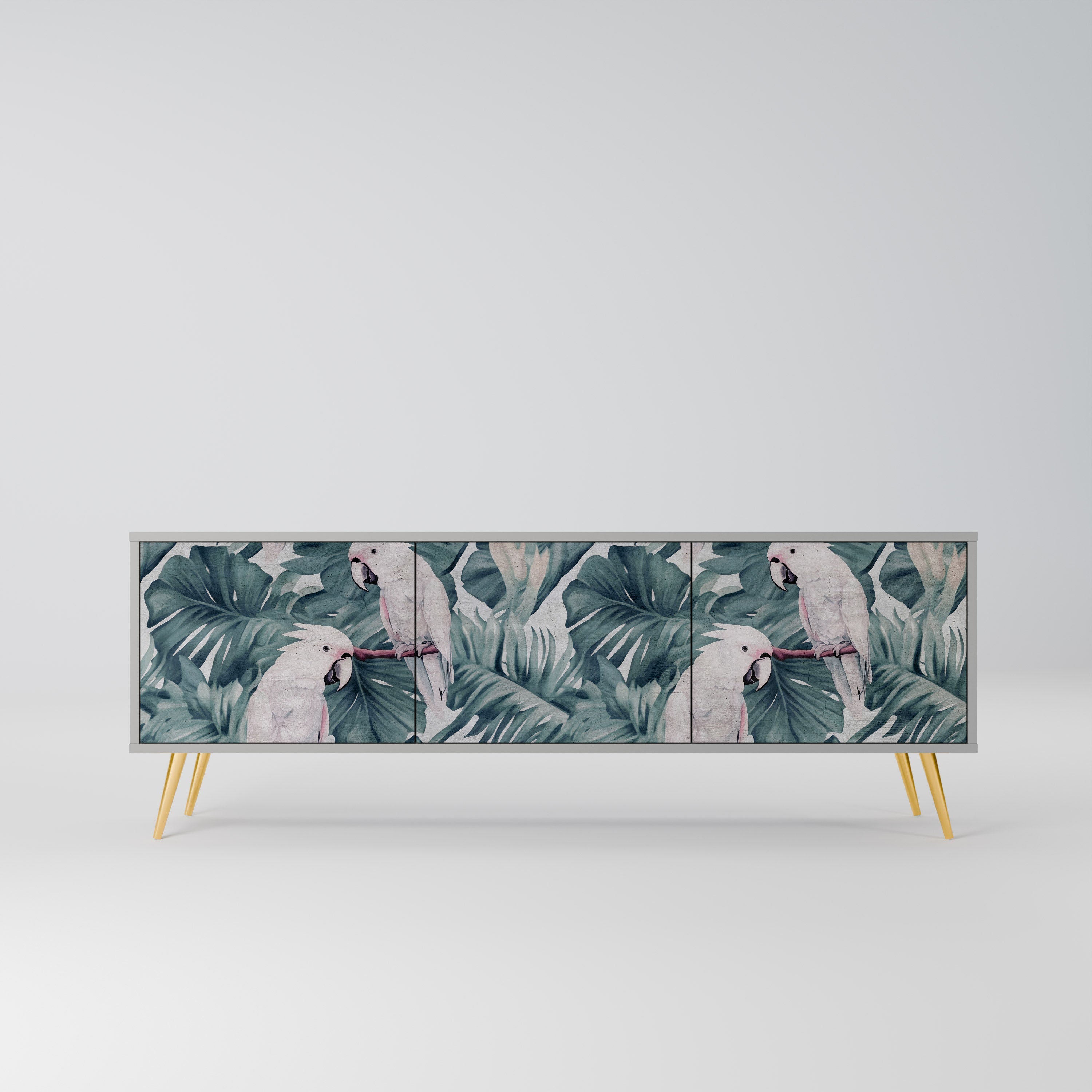 POPINJAY LOOK 3-Door TV Stand in Grey Finish