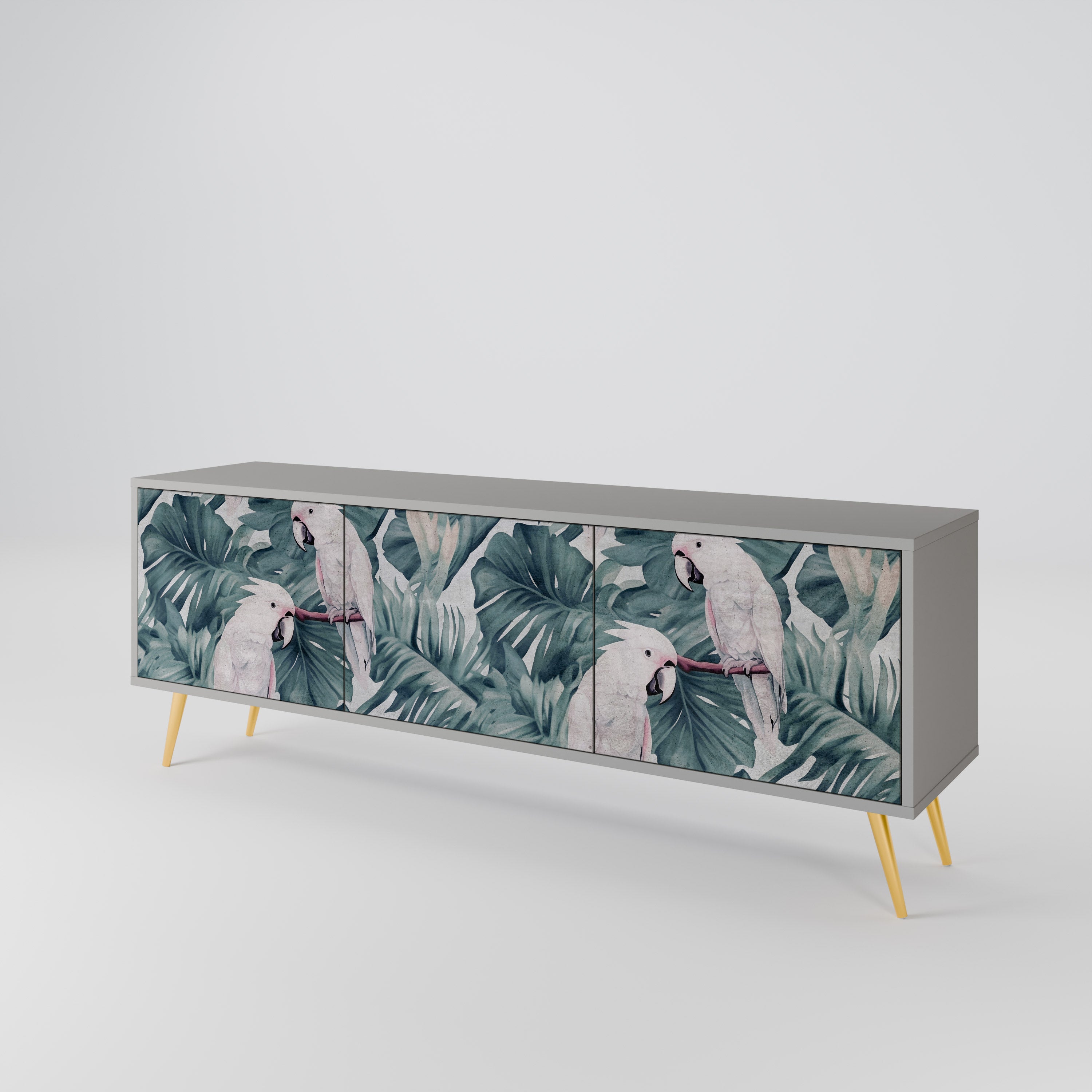 POPINJAY LOOK 3-Door TV Stand in Grey Finish