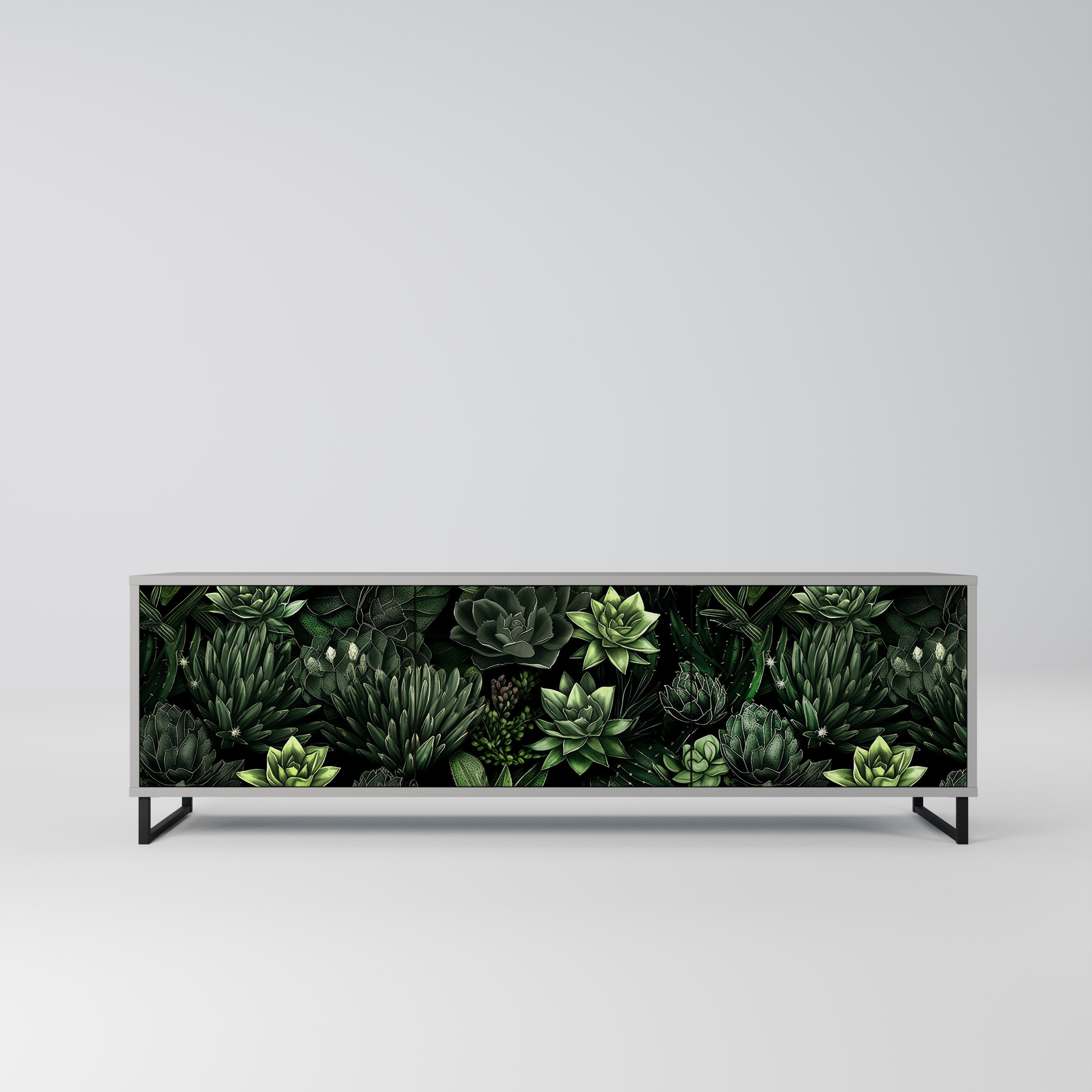 SUCCULENT JUNGLE 3-Door TV Stand in Grey Finish