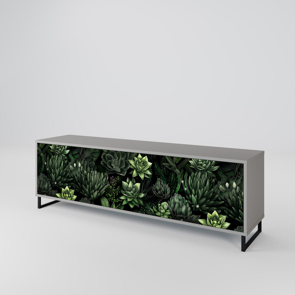 SUCCULENT JUNGLE 3-Door TV Stand in Grey Finish
