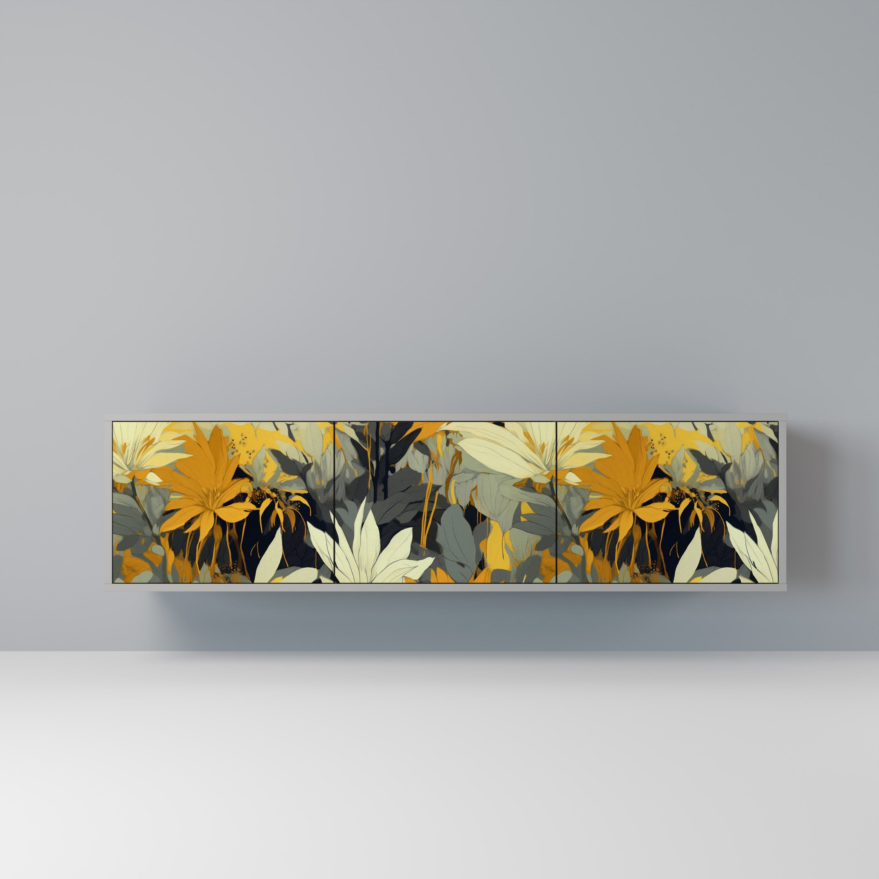 SUNKISSED LILY 3-Door TV Stand in Grey Finish