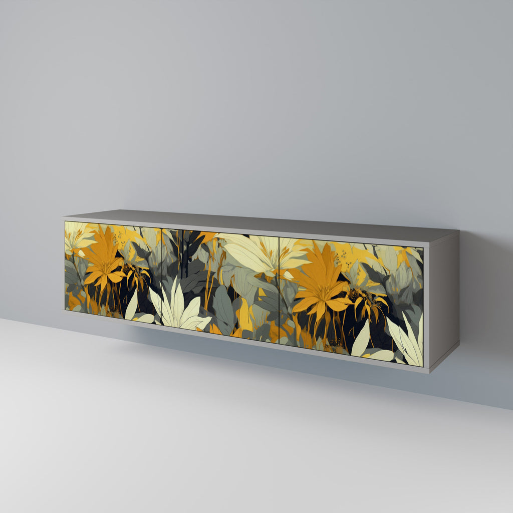 SUNKISSED LILY 3-Door TV Stand in Grey Finish