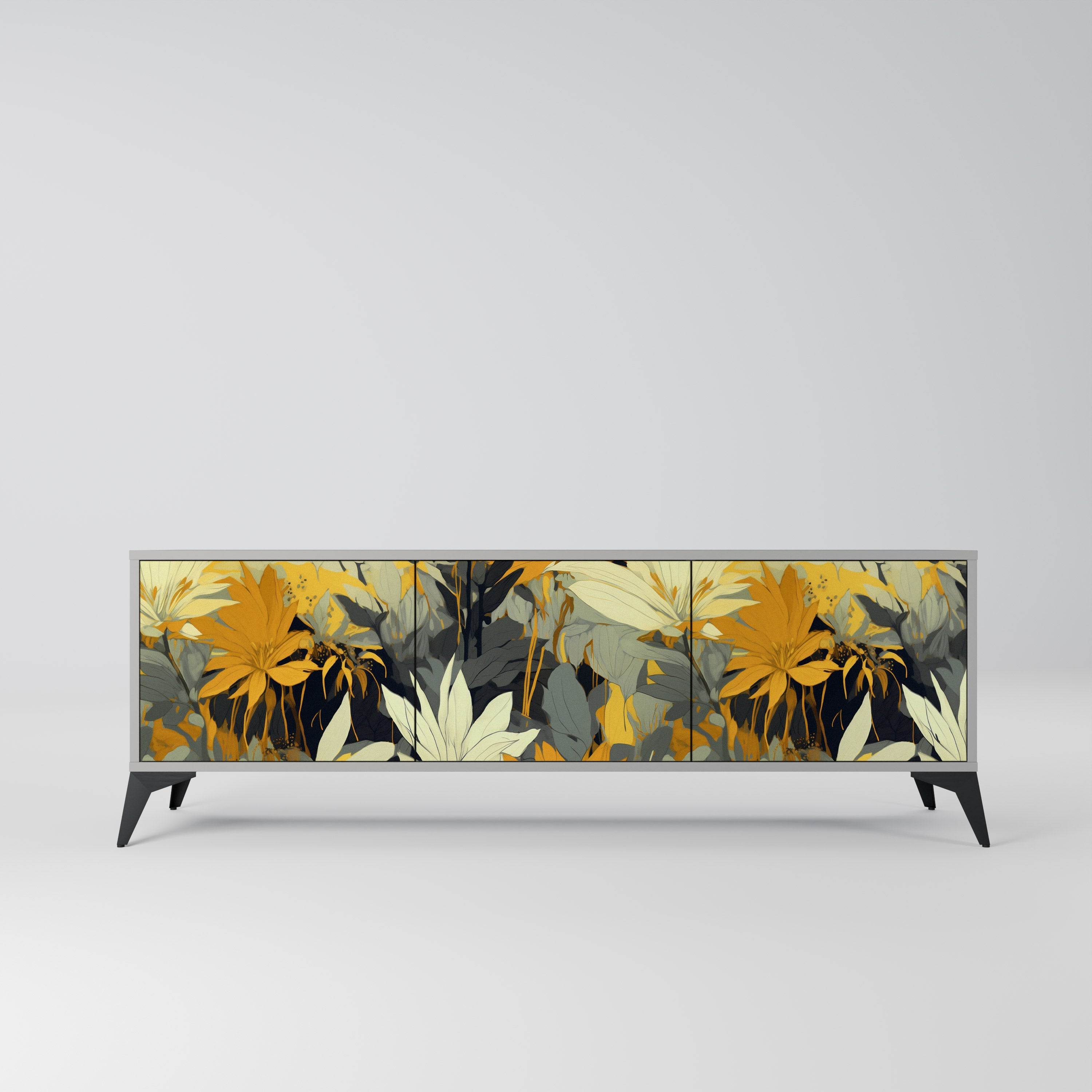 SUNKISSED LILY 3-Door TV Stand in Grey Finish