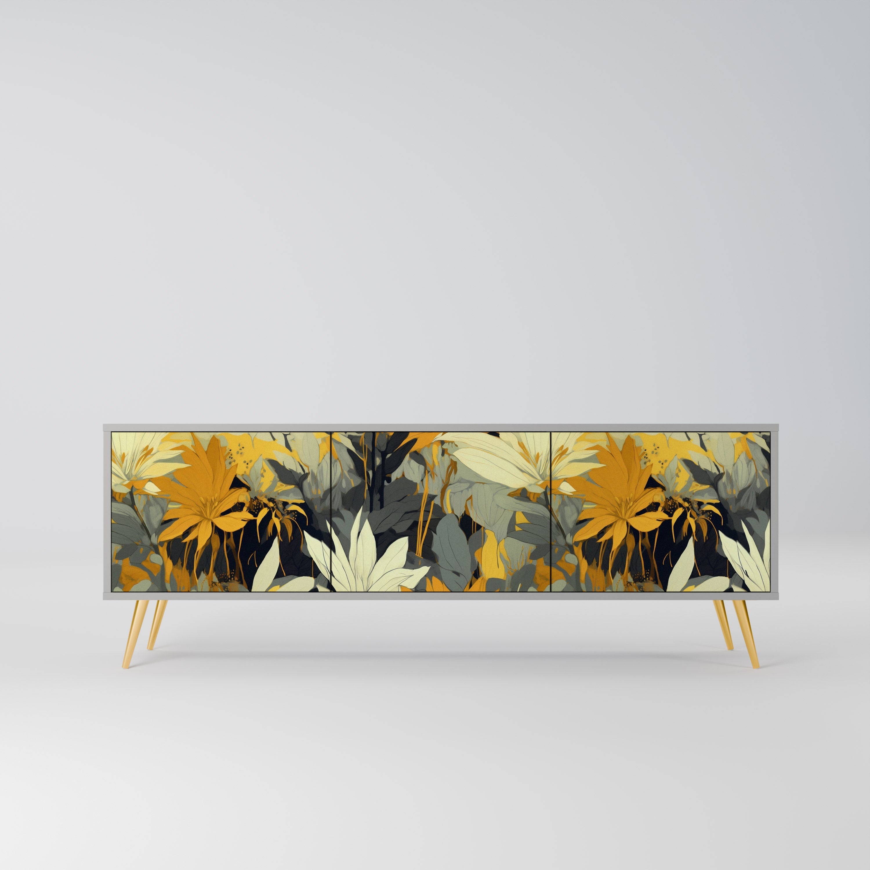 SUNKISSED LILY 3-Door TV Stand in Grey Finish