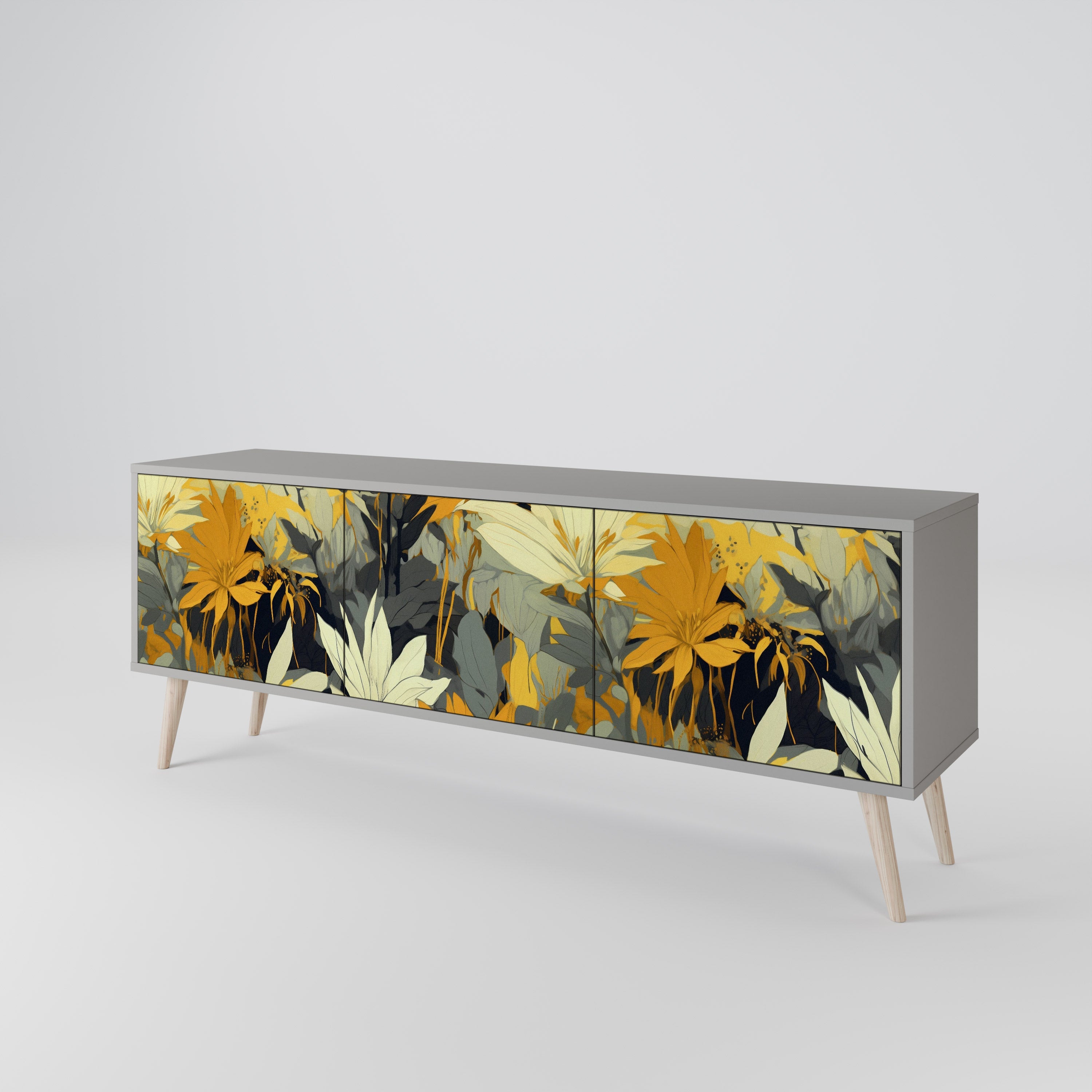 SUNKISSED LILY 3-Door TV Stand in Grey Finish