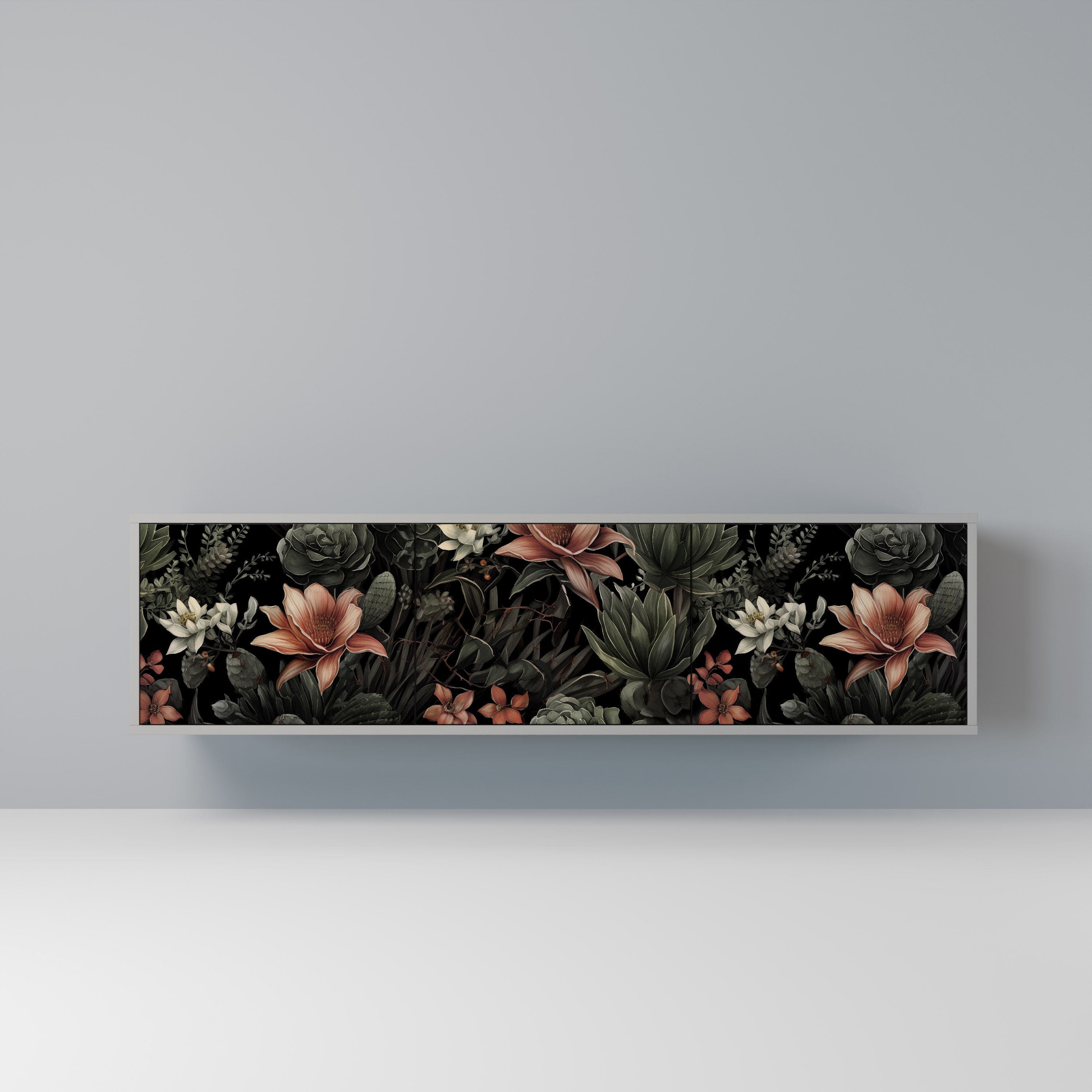 SECRET VERDURE 3-Door TV Stand in Grey Finish