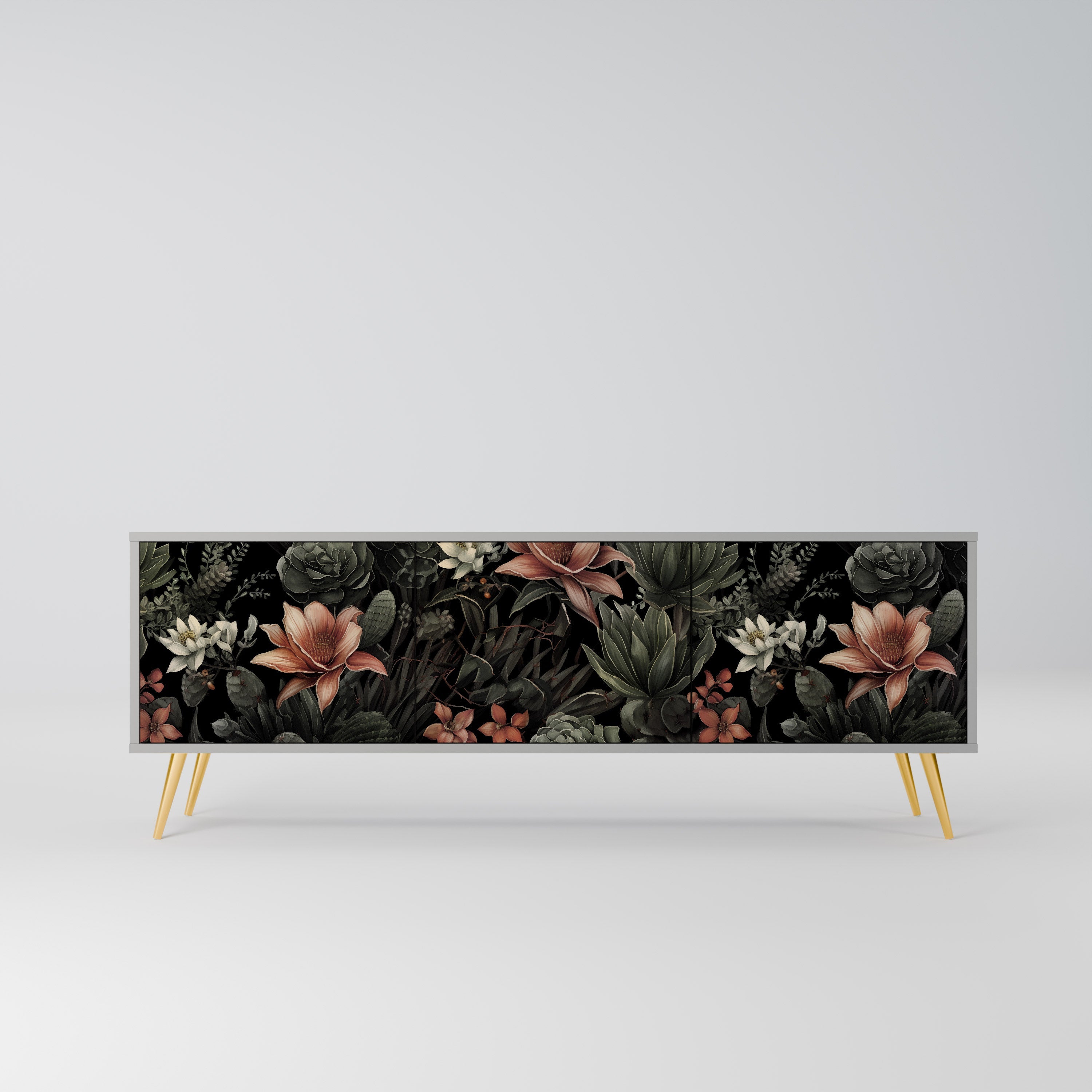 SECRET VERDURE 3-Door TV Stand in Grey Finish