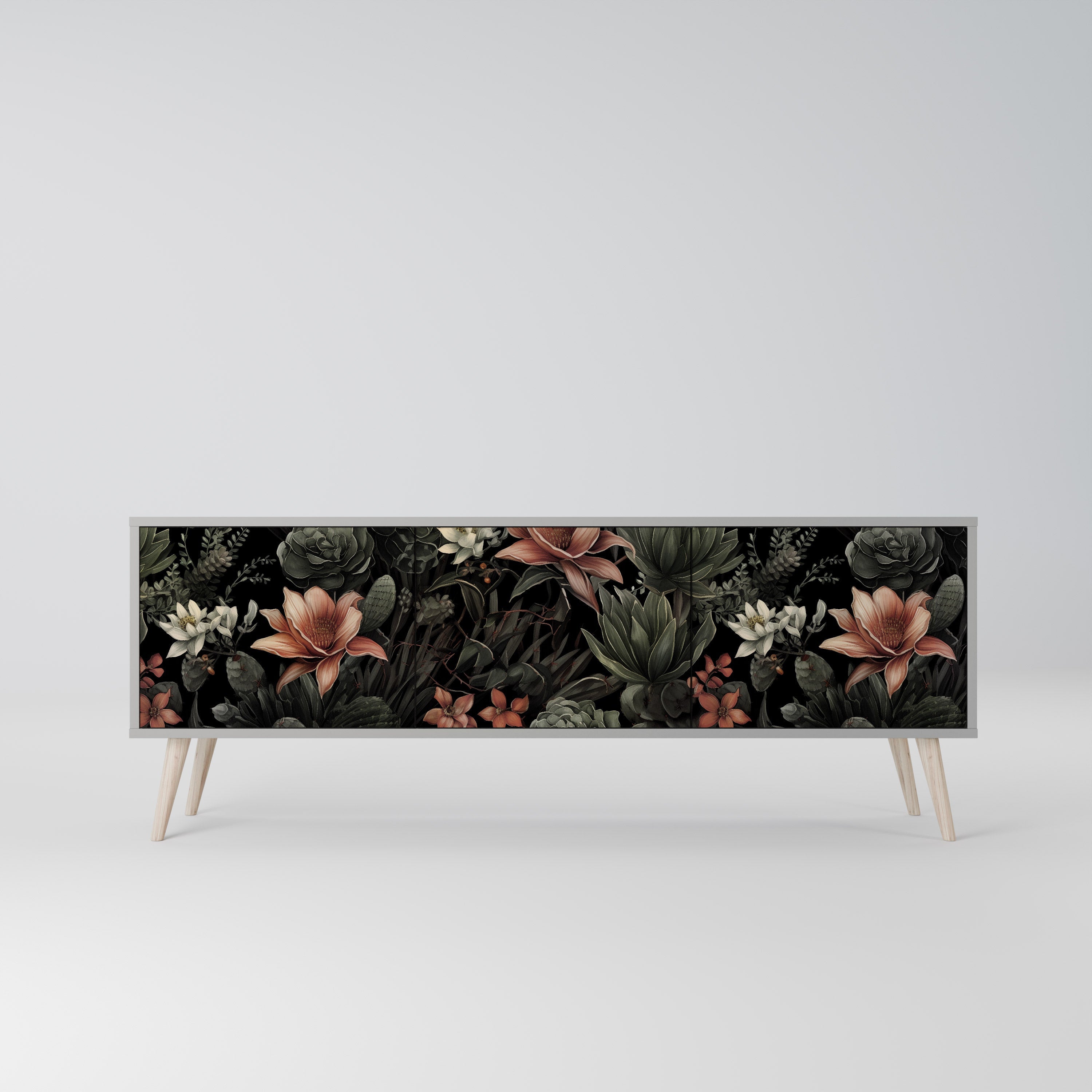 SECRET VERDURE 3-Door TV Stand in Grey Finish