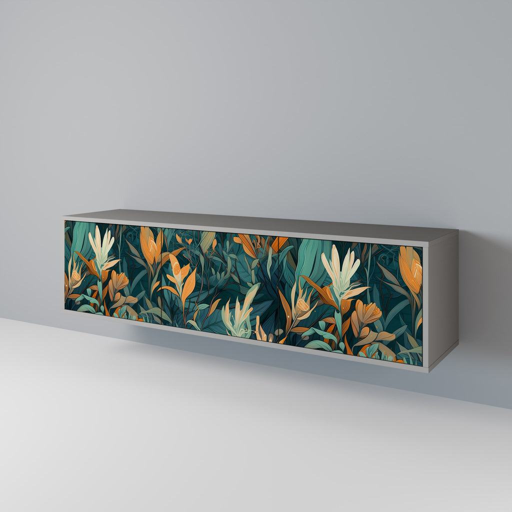 FLORAL SERENITY TV-Lowboard mit 3 Türen in Grau