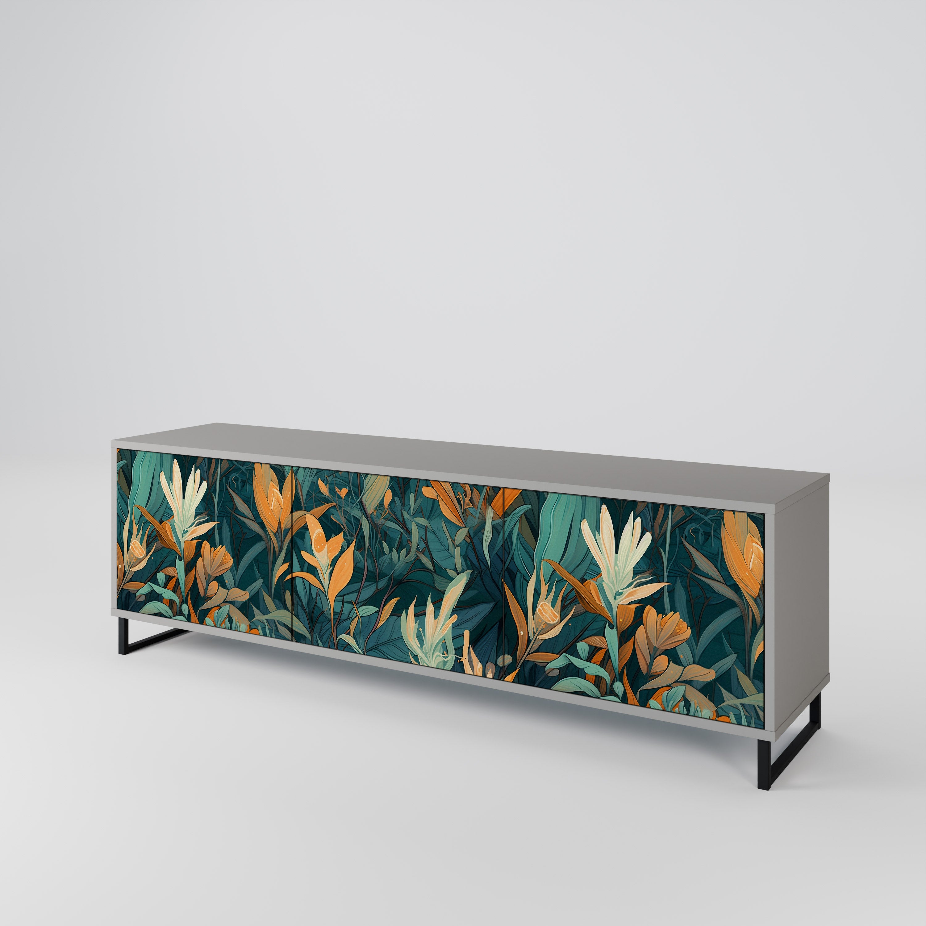 FLORAL SERENITY 3-Door TV Cabinet