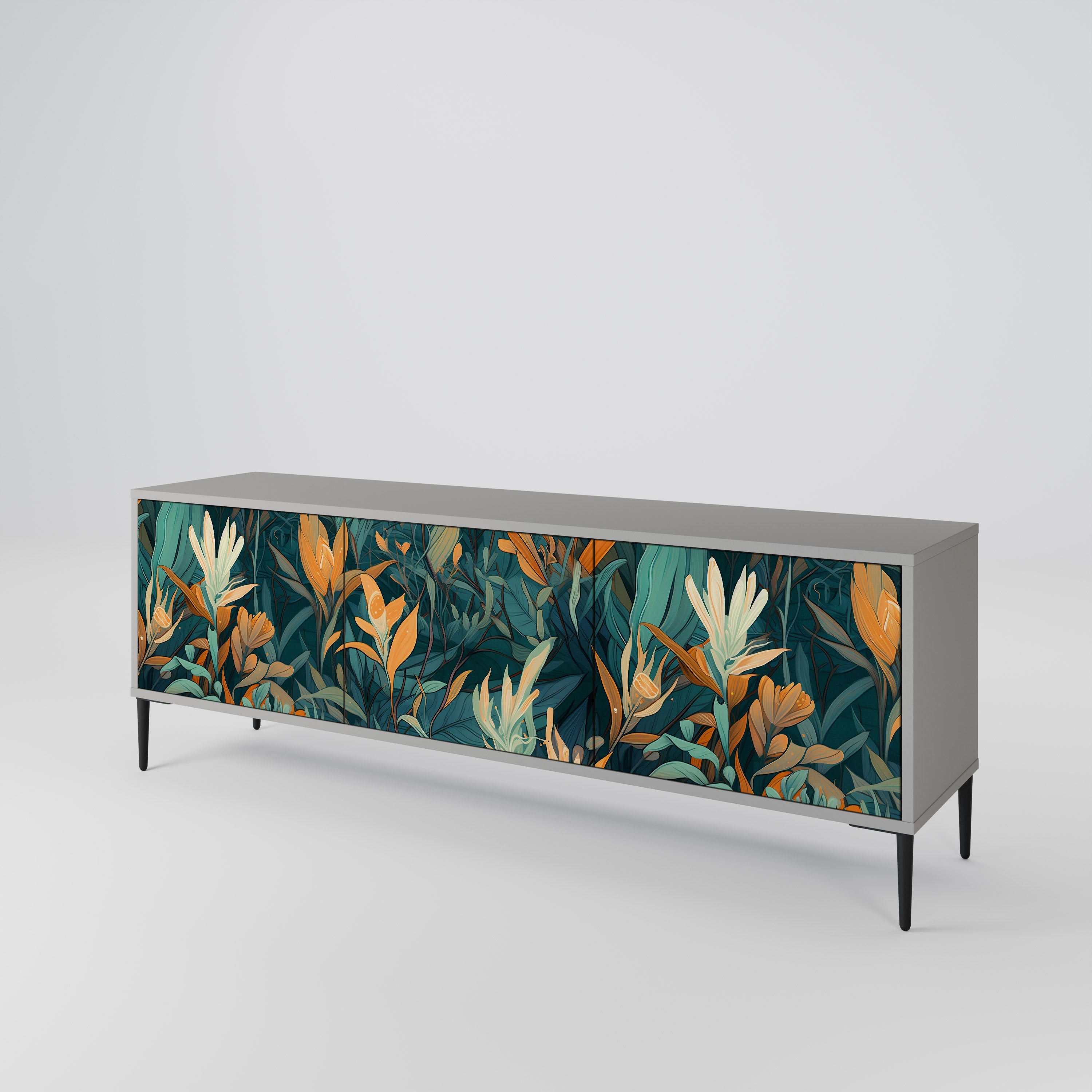 FLORAL SERENITY 3-Door TV Cabinet