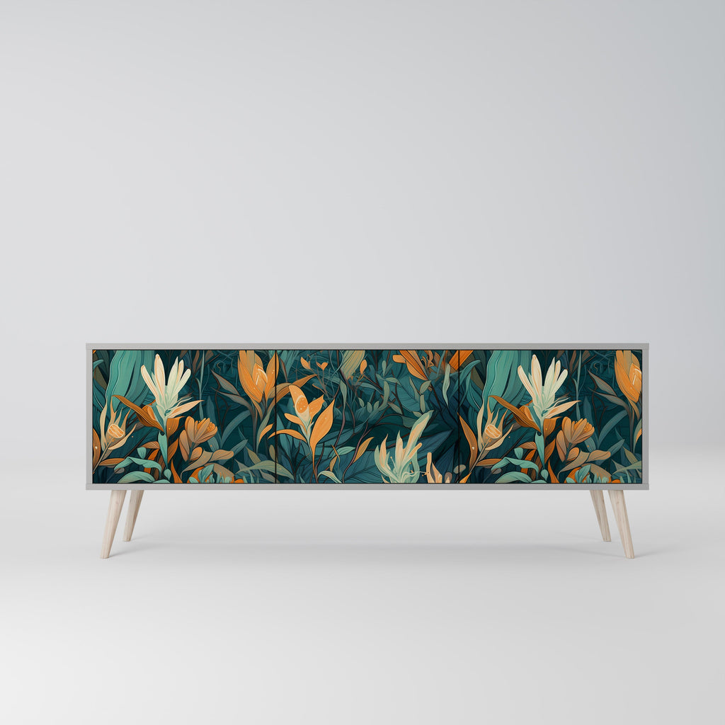 FLORAL SERENITY TV-Lowboard mit 3 Türen in Grau