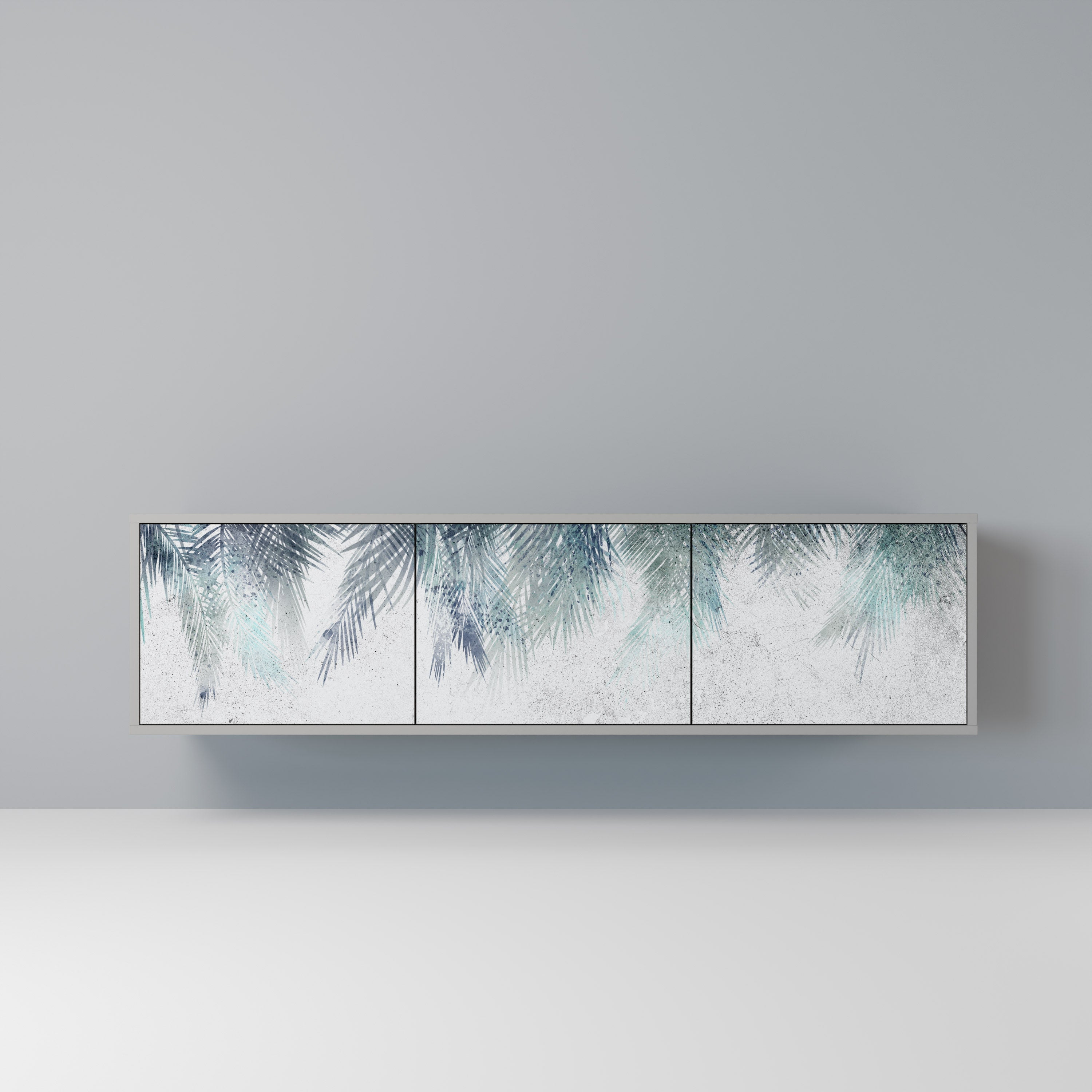 PALM VEIL 3-Door TV Stand in Grey Finish