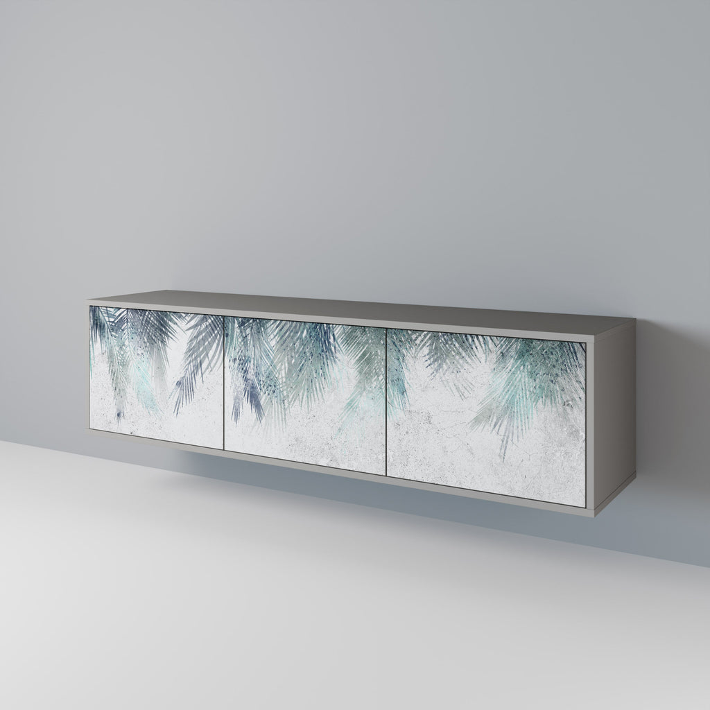 PALM VEIL 3-Door TV Stand in Grey Finish