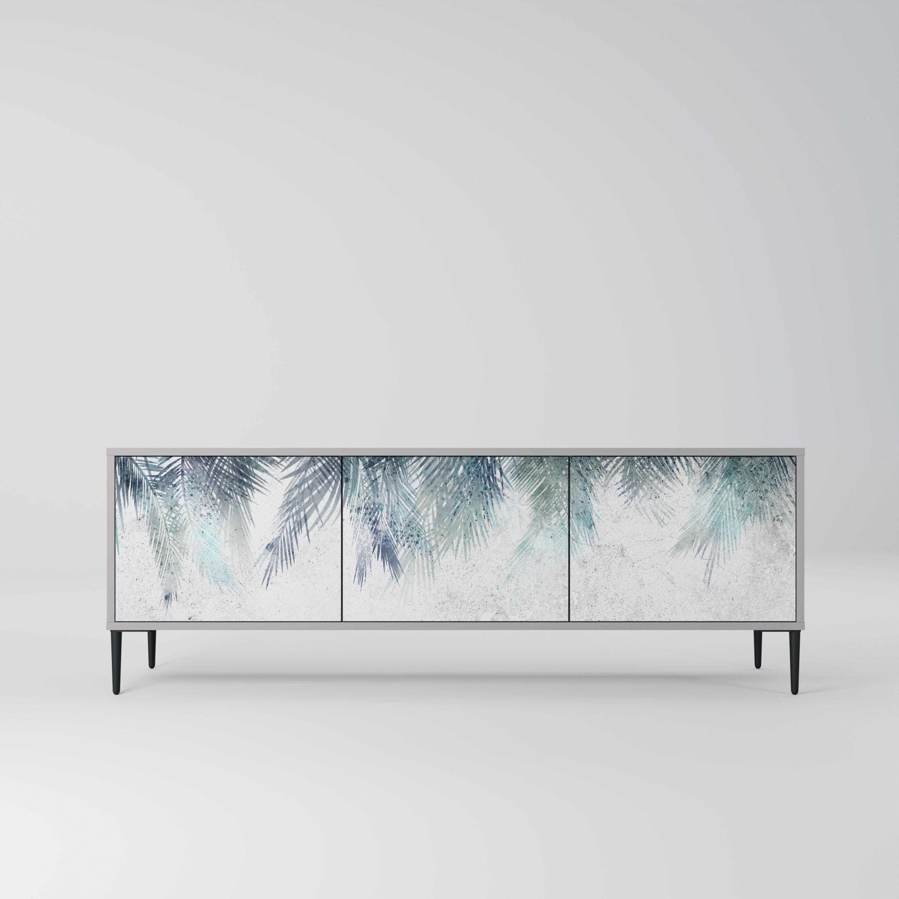 PALM VEIL 3-Door TV Stand in Grey Finish