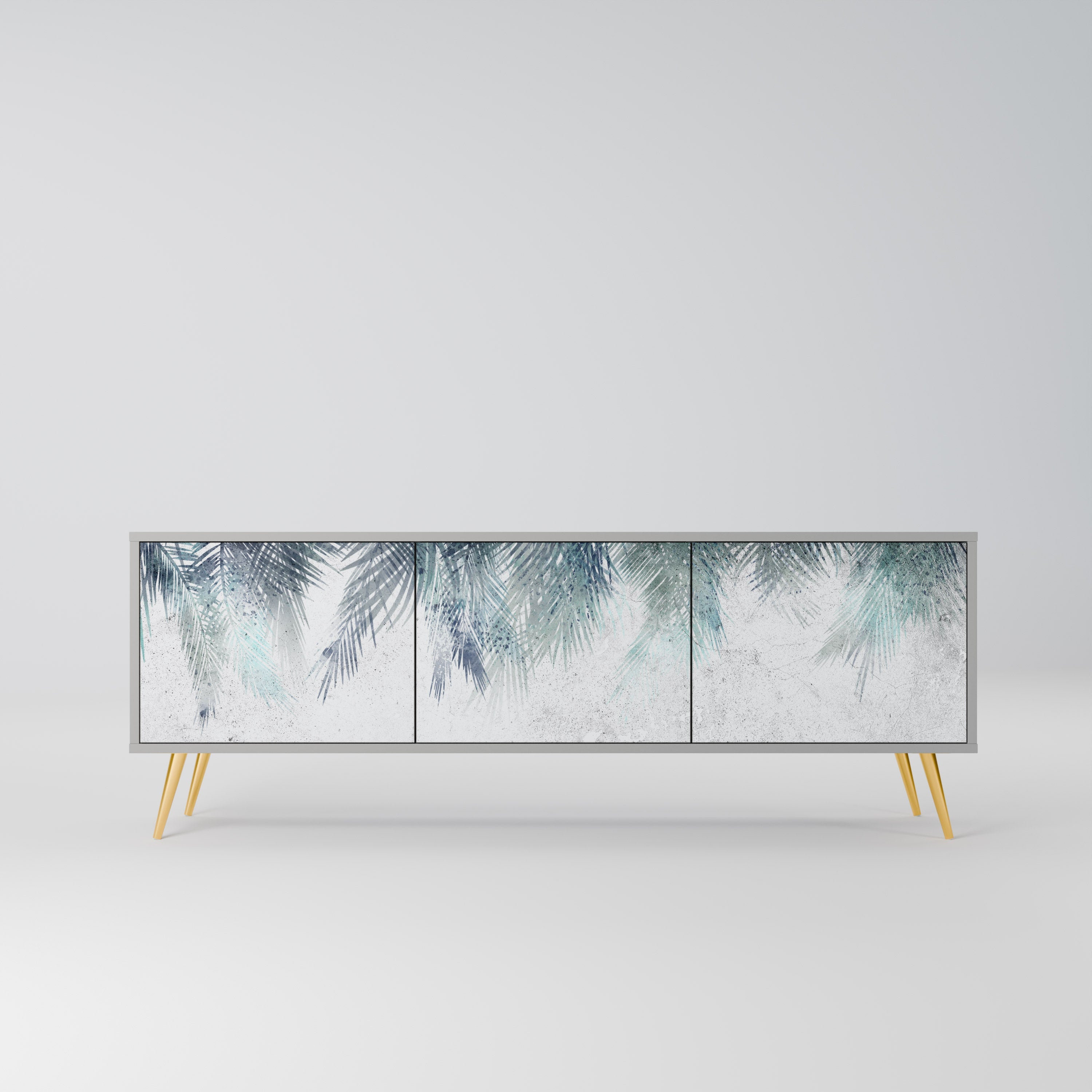 PALM VEIL 3-Door TV Stand in Grey Finish