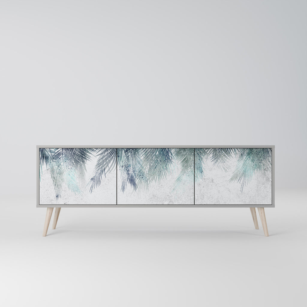 PALM VEIL 3-Door TV Stand in Grey Finish