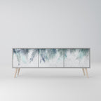 PALM VEIL 3-Door TV Stand in Grey Finish