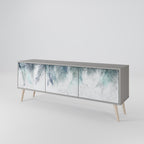 PALM VEIL 3-Door TV Stand in Grey Finish