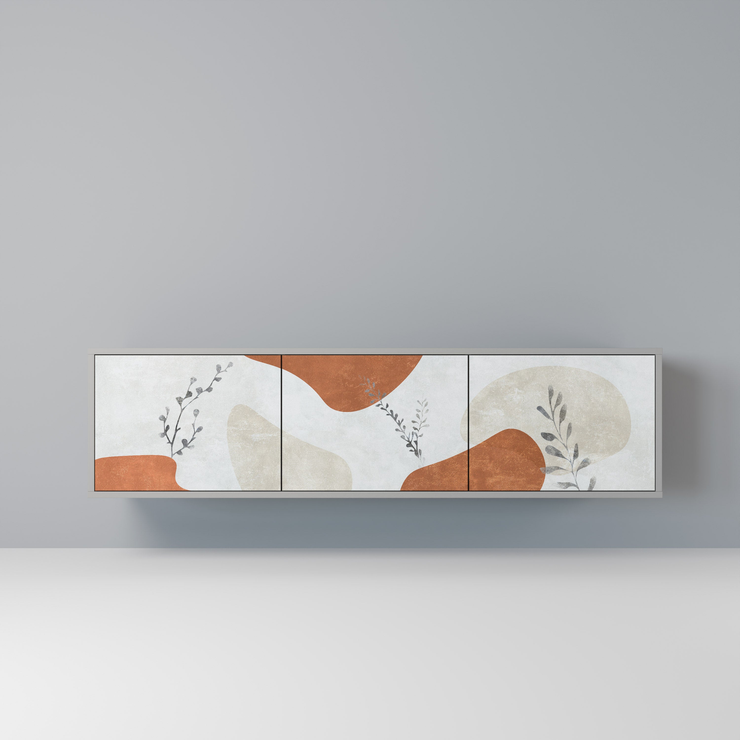 TRANQUIL TWIG 3-Door TV Stand in Grey Finish