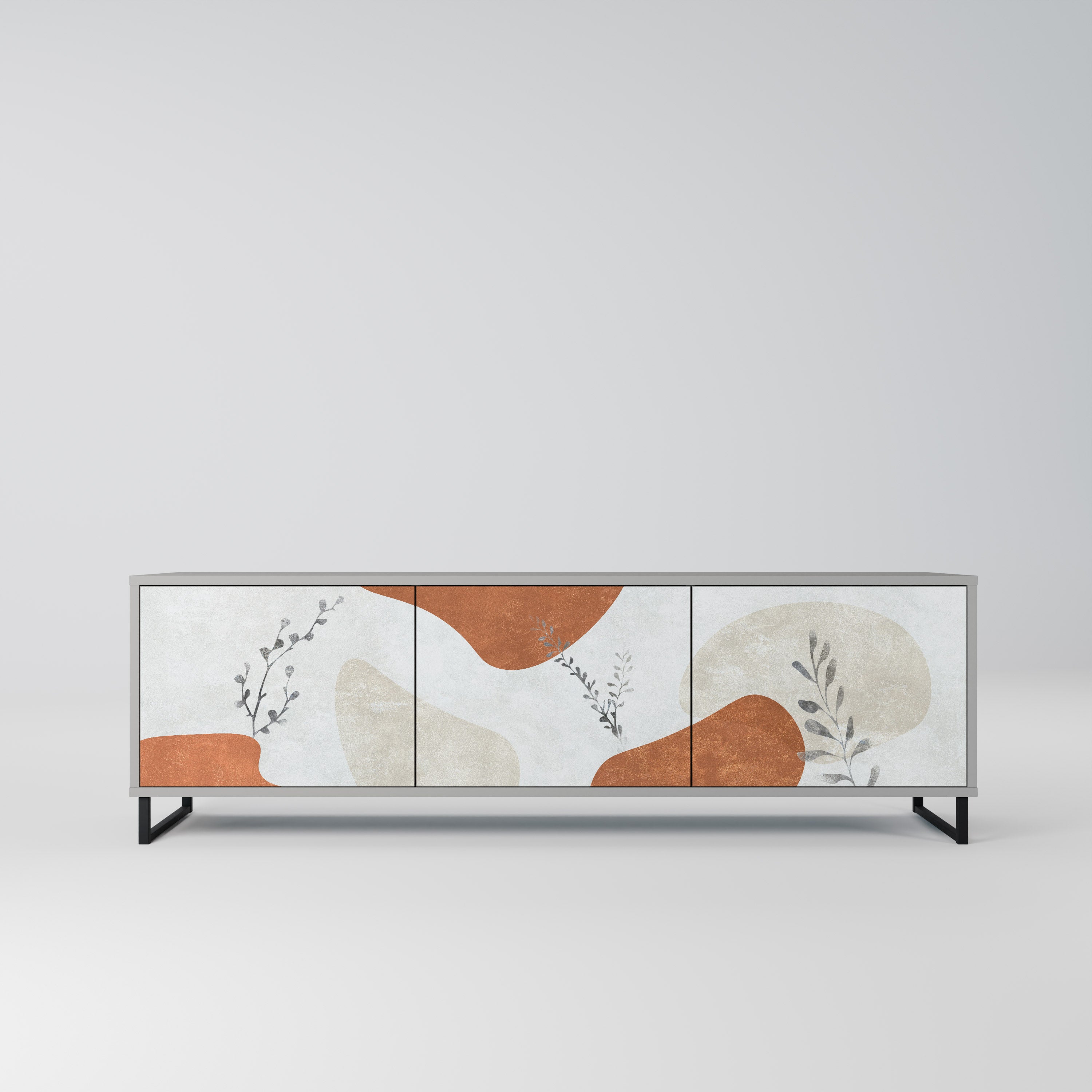 TRANQUIL TWIG 3-Door TV Stand in Grey Finish