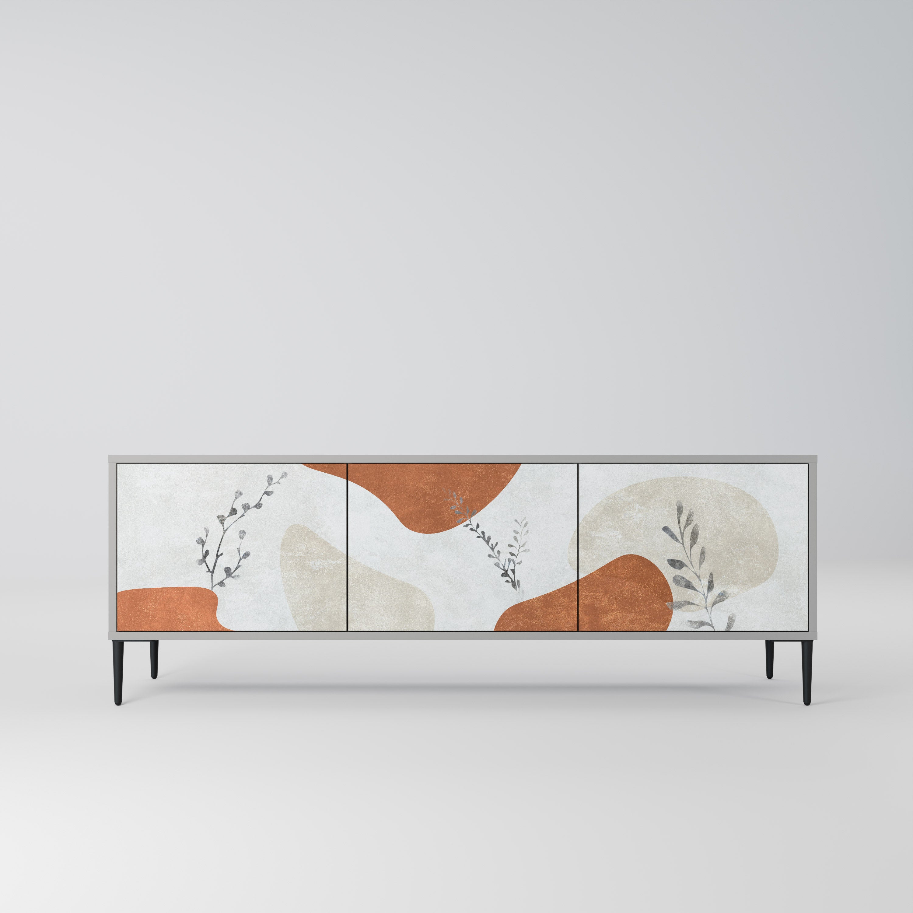 TRANQUIL TWIG 3-Door TV Stand in Grey Finish